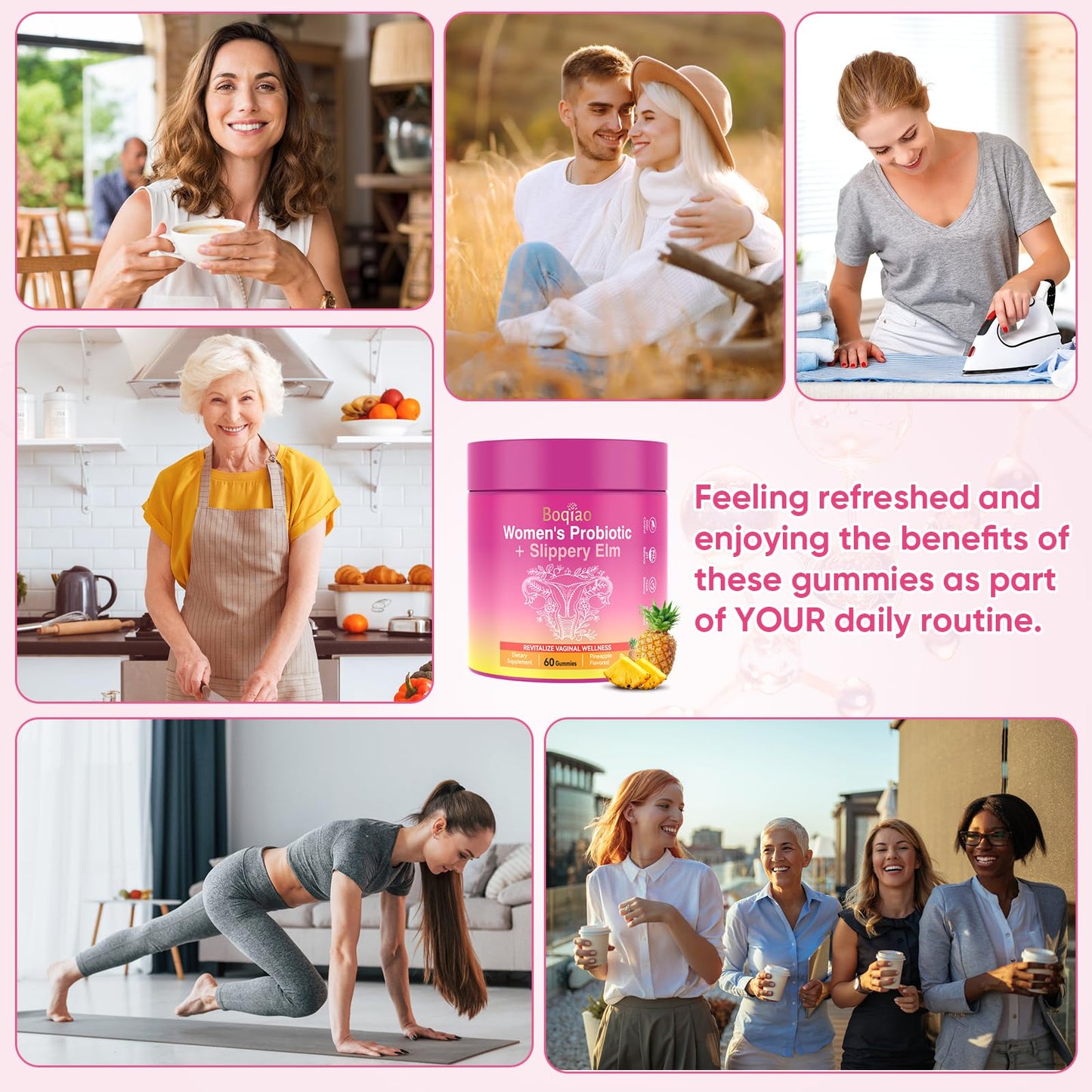 Boqiao Feminine Probiotics Gummies with Slippery Elm 60 Gummies