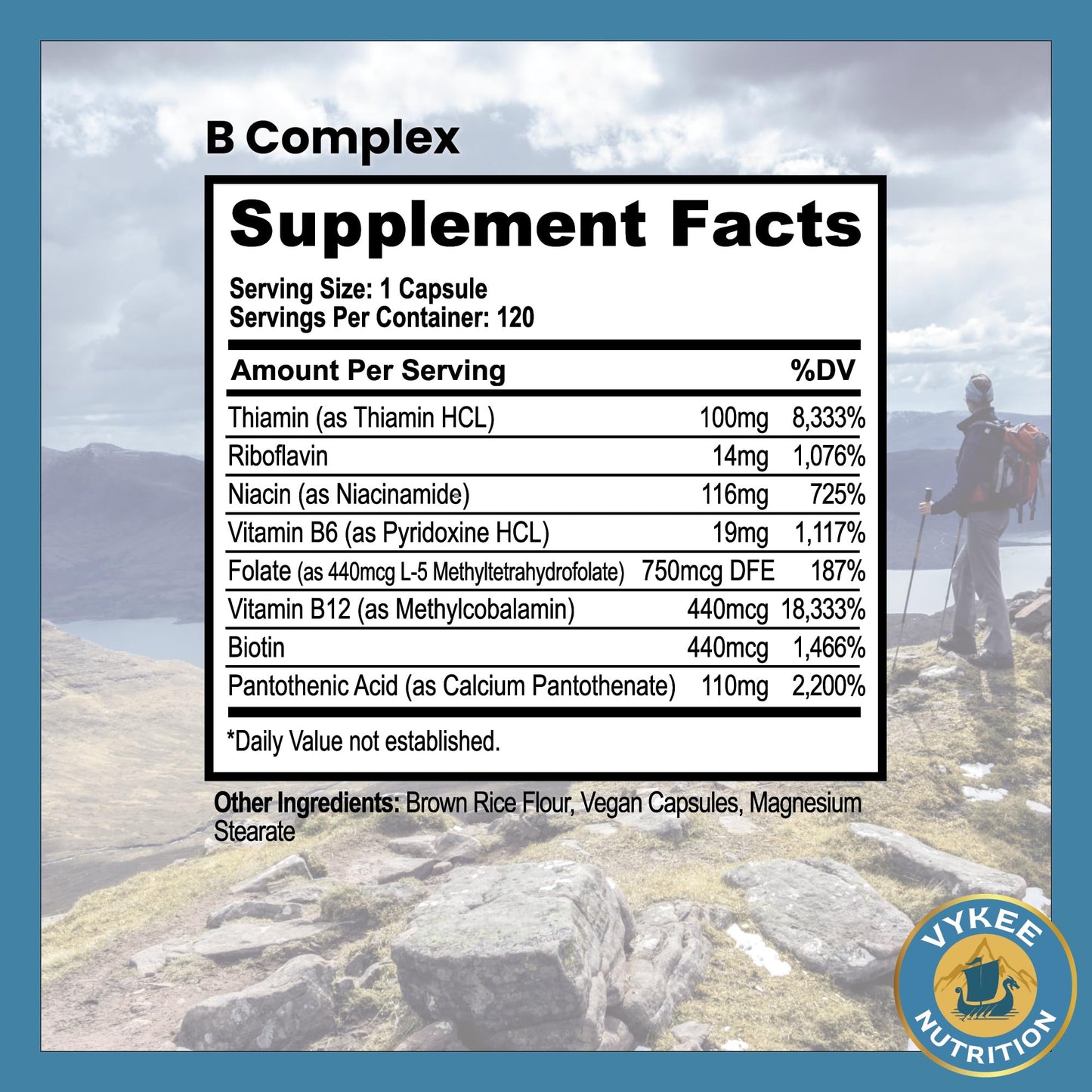 Vykee Nutrition B Complex Supplement Capsules 120 Capsules