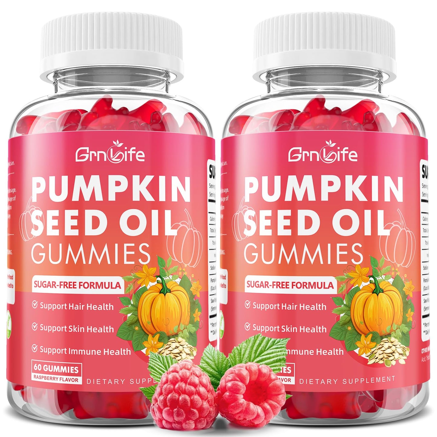 GrnLife Pumpkin Seed Oil Gummies with Saw Palmetto, Raspberry Flavor, 120 Count