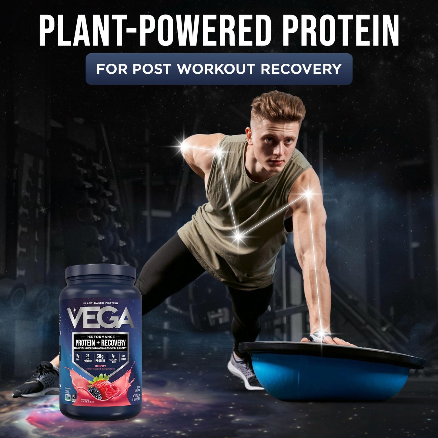 Vega Protein + Recovery Protein Powder, Berry, 28.8 oz