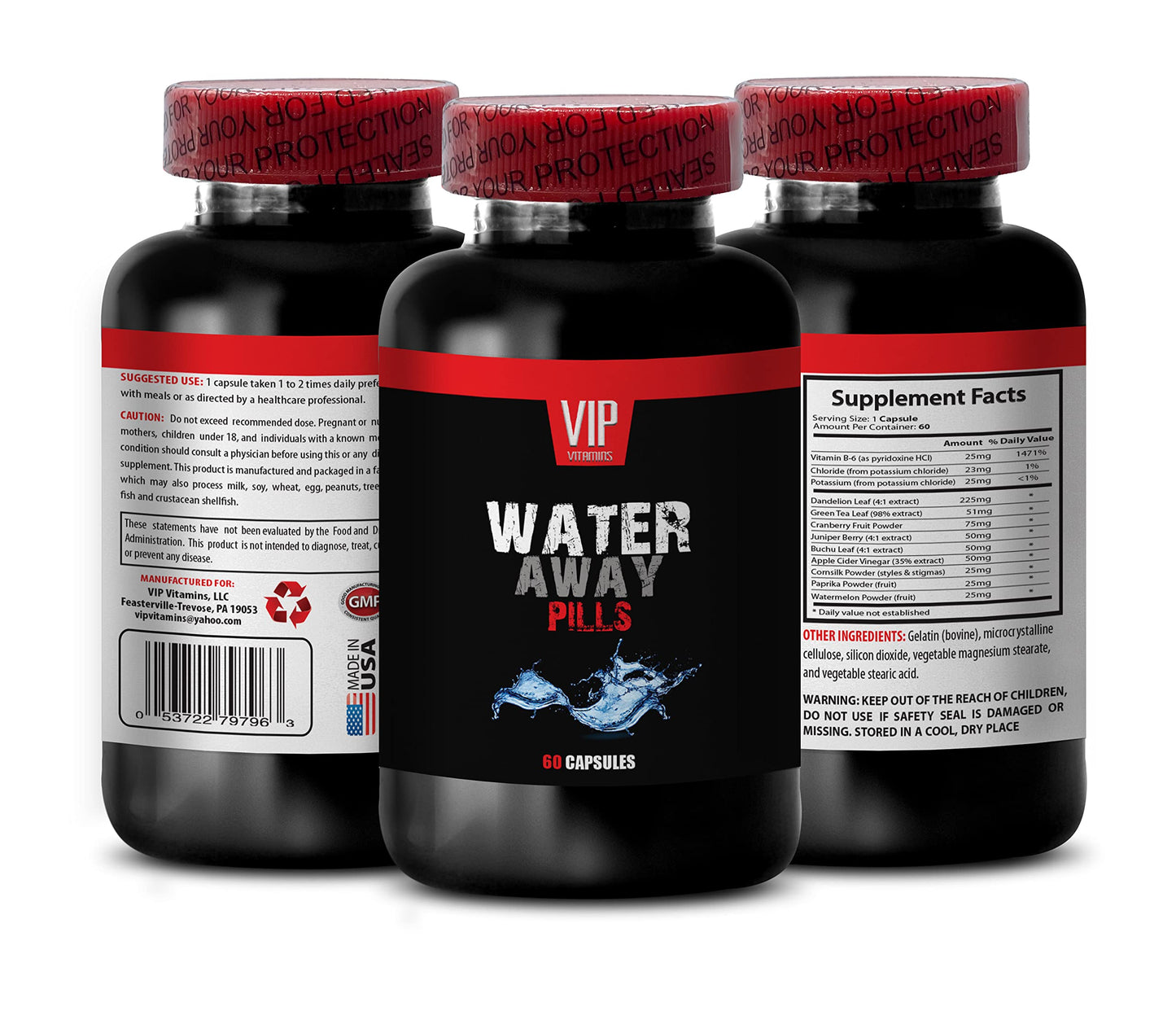 VIP VITAMINS Water Away Pills Diuretic Supplements Capsule, 60 Capsules