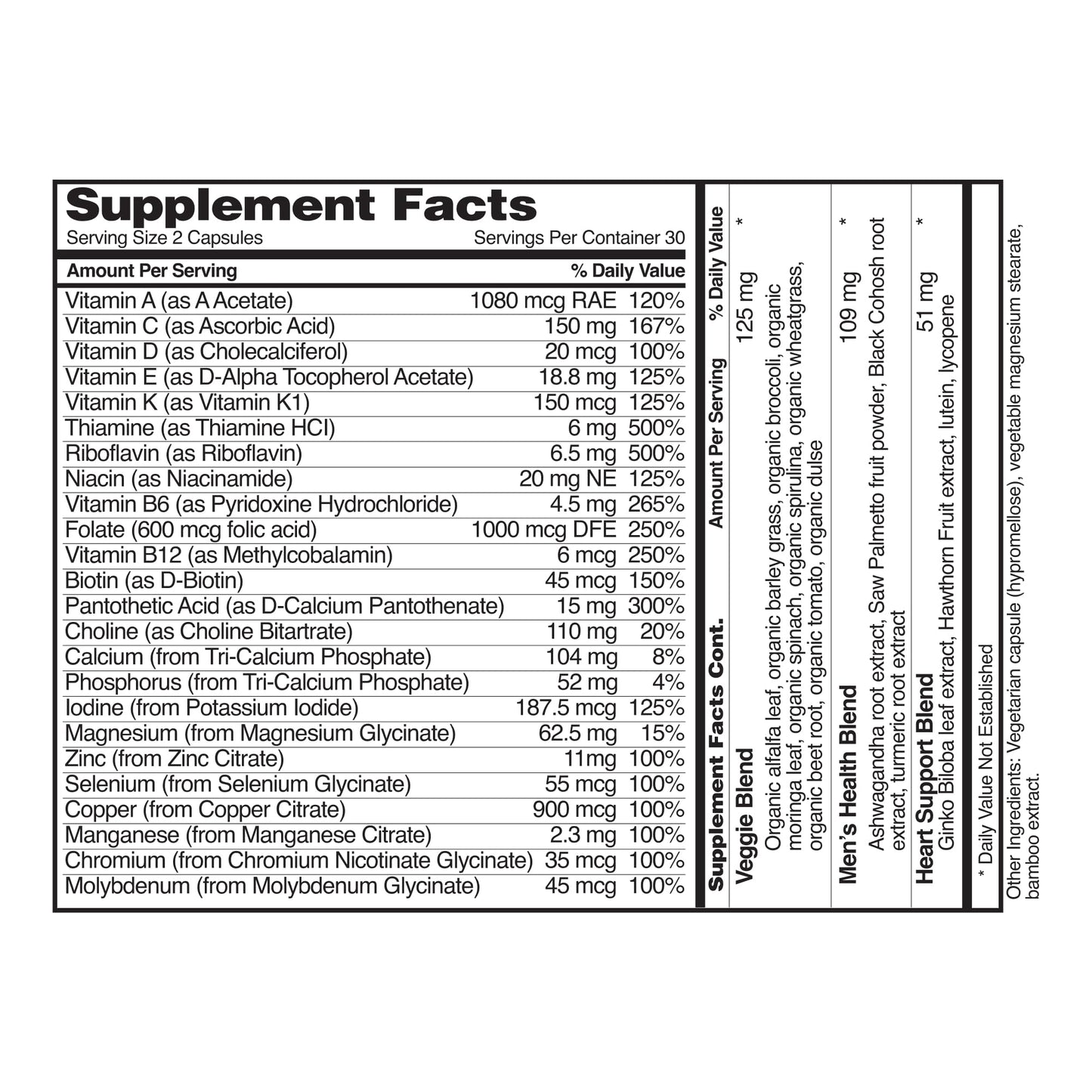 Snap Supplements Men's Daily Multivitamins 60 Capsules