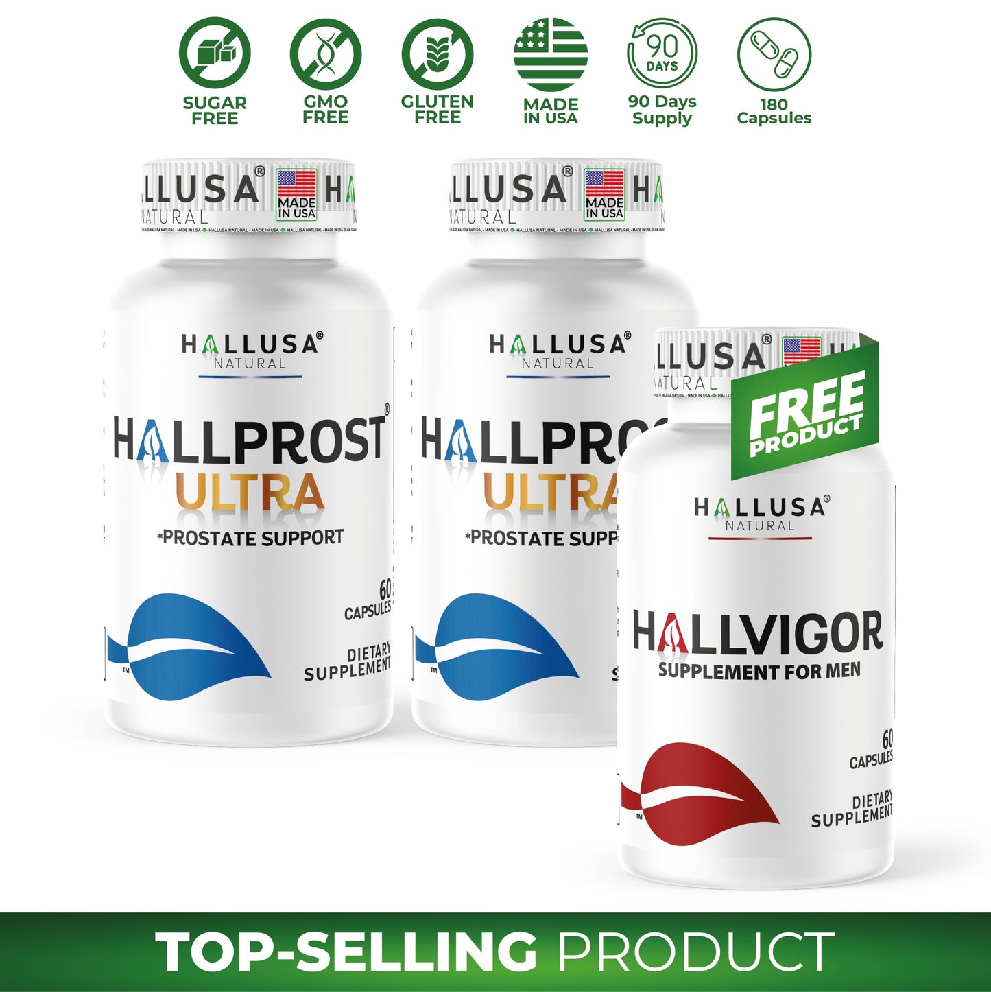 Hallusa Natural HALLPROST Ultra Prostate Health Urinary Tract & Bladder Support, 120 Capsules