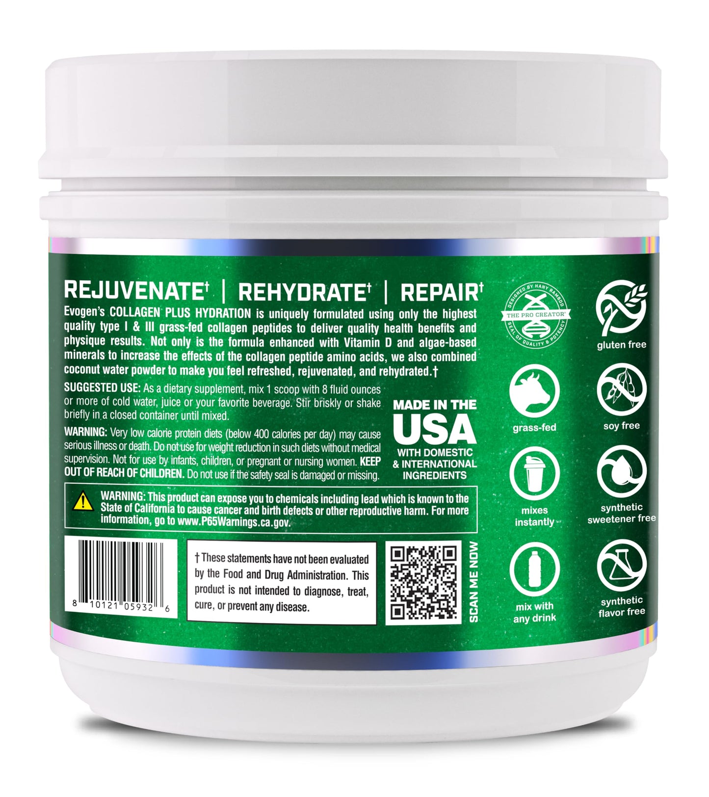 Evogen Collagen Plus Hydration Powder 12 oz