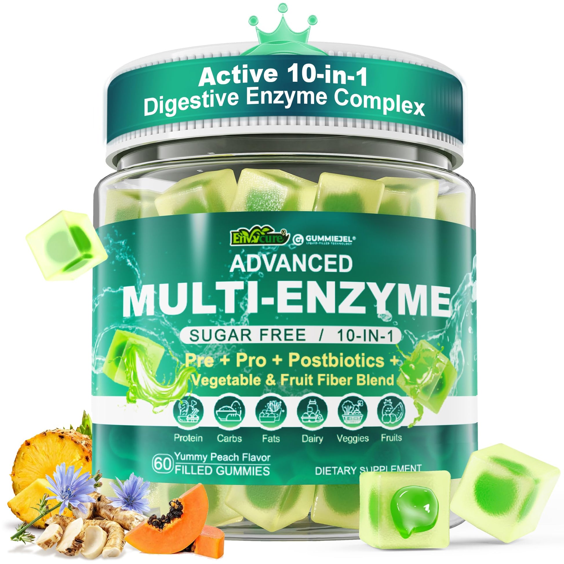 EnvyCure Digestive Enzymes Gummies, 60 Count