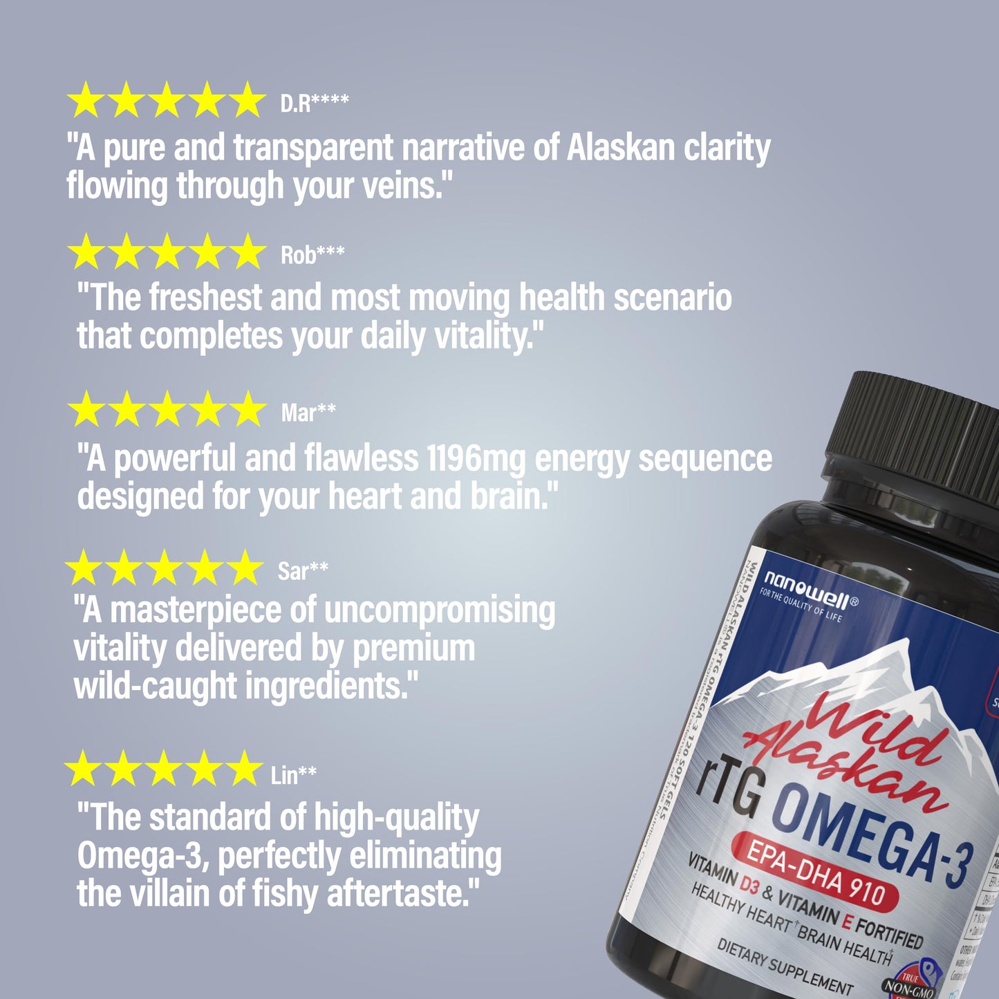 NANOWELL Wild Alaskan rTG Omega-3 Fish Oil 1196mg Softgels 360 Count