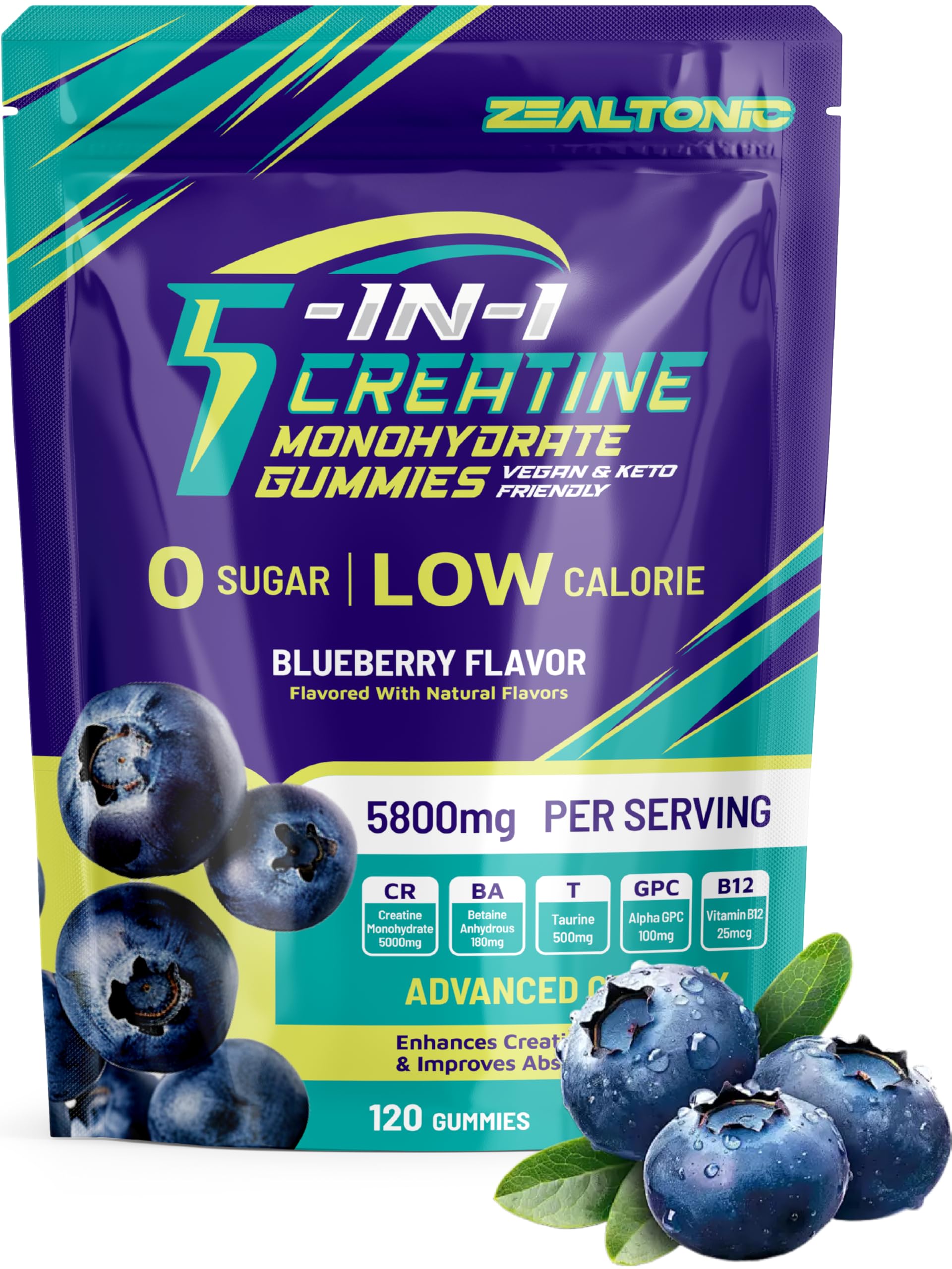Zealtonic Creatine Monohydrate Gummies 120 Count