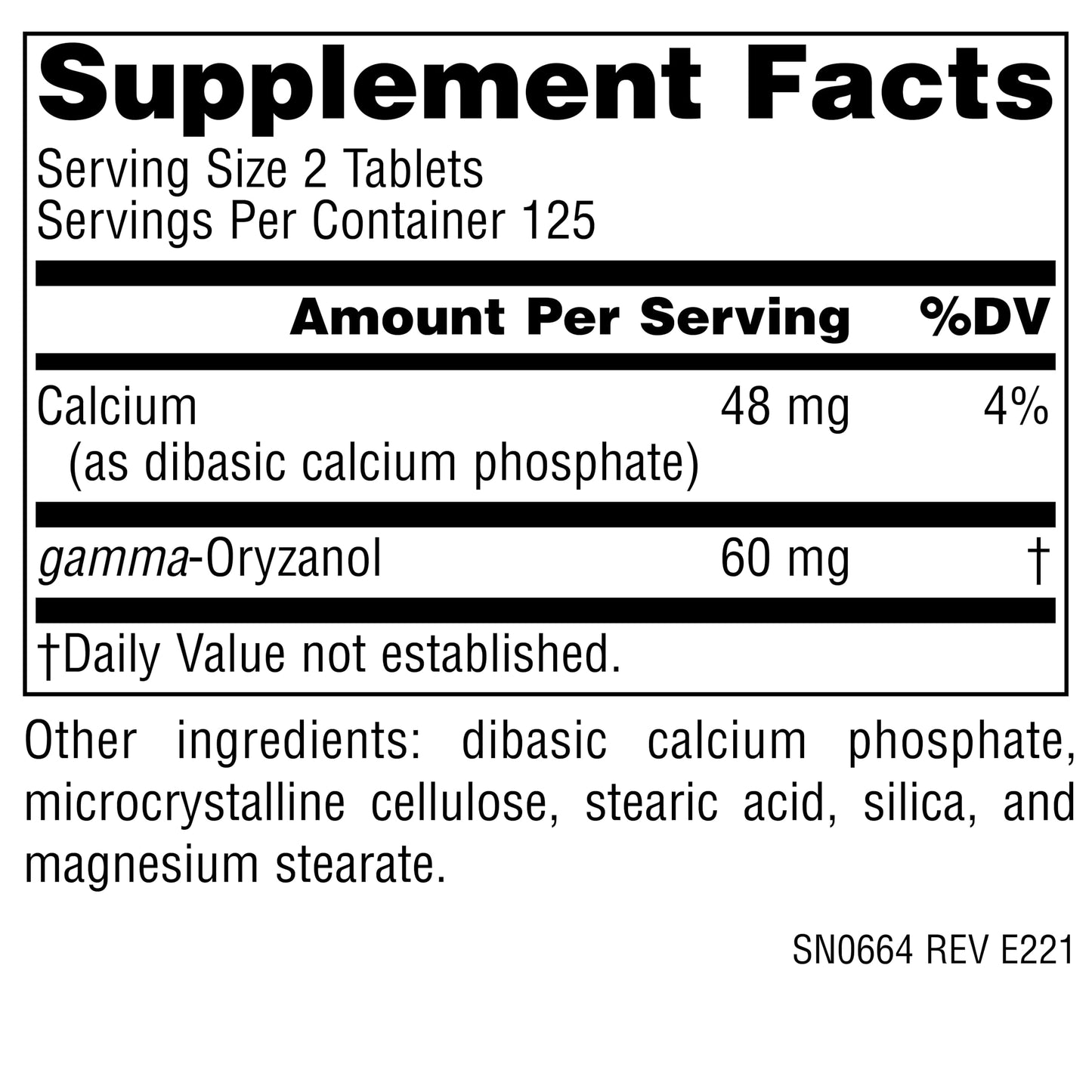 Source Naturals Gamma Oryzanol 30 mg Tablet, 250 Tablets