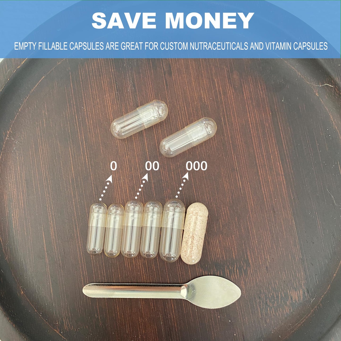 VGTPC Size 00 Empty Gelatin Capsules 1000 Count