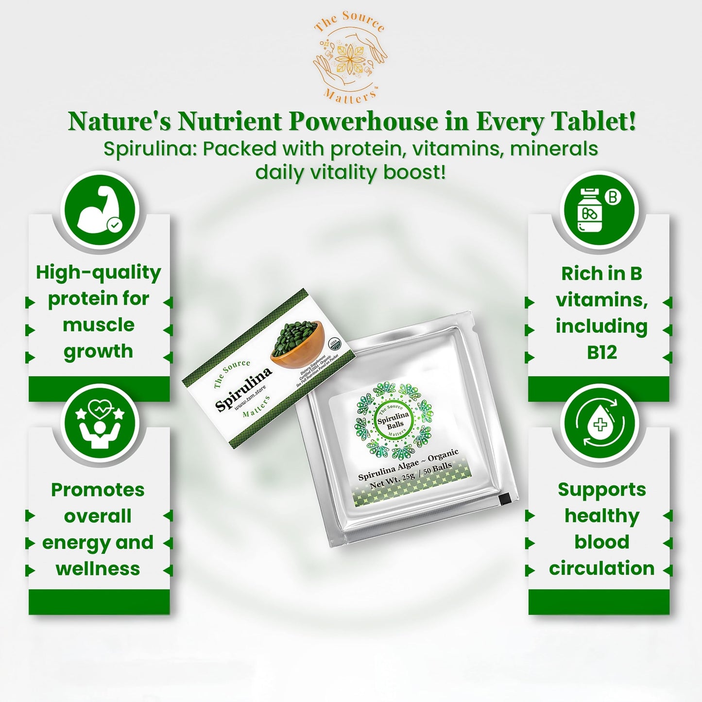 THE SOURCE MATTERS Spirulina Tablets, 50 Count