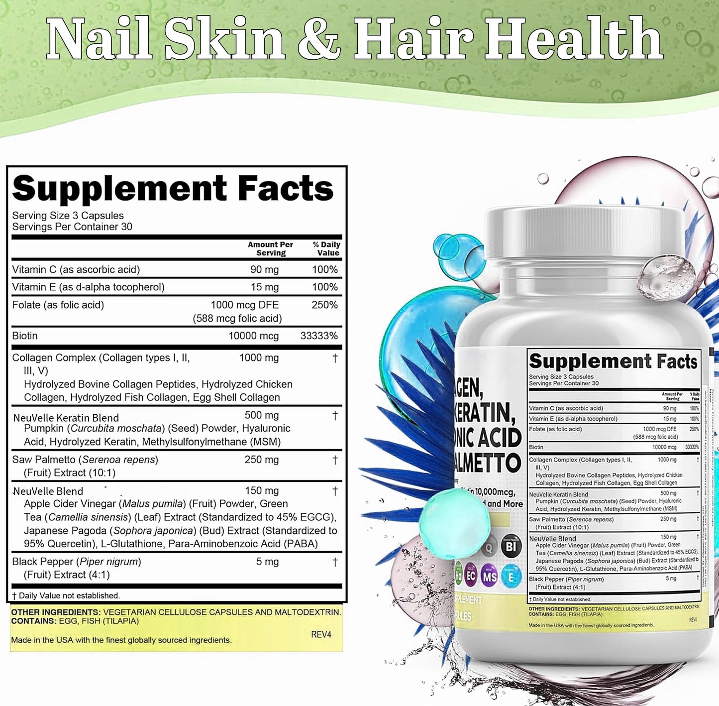 NeuVelleNutrition 16 in 1 Collagen Supplement Capsules, 90 Count