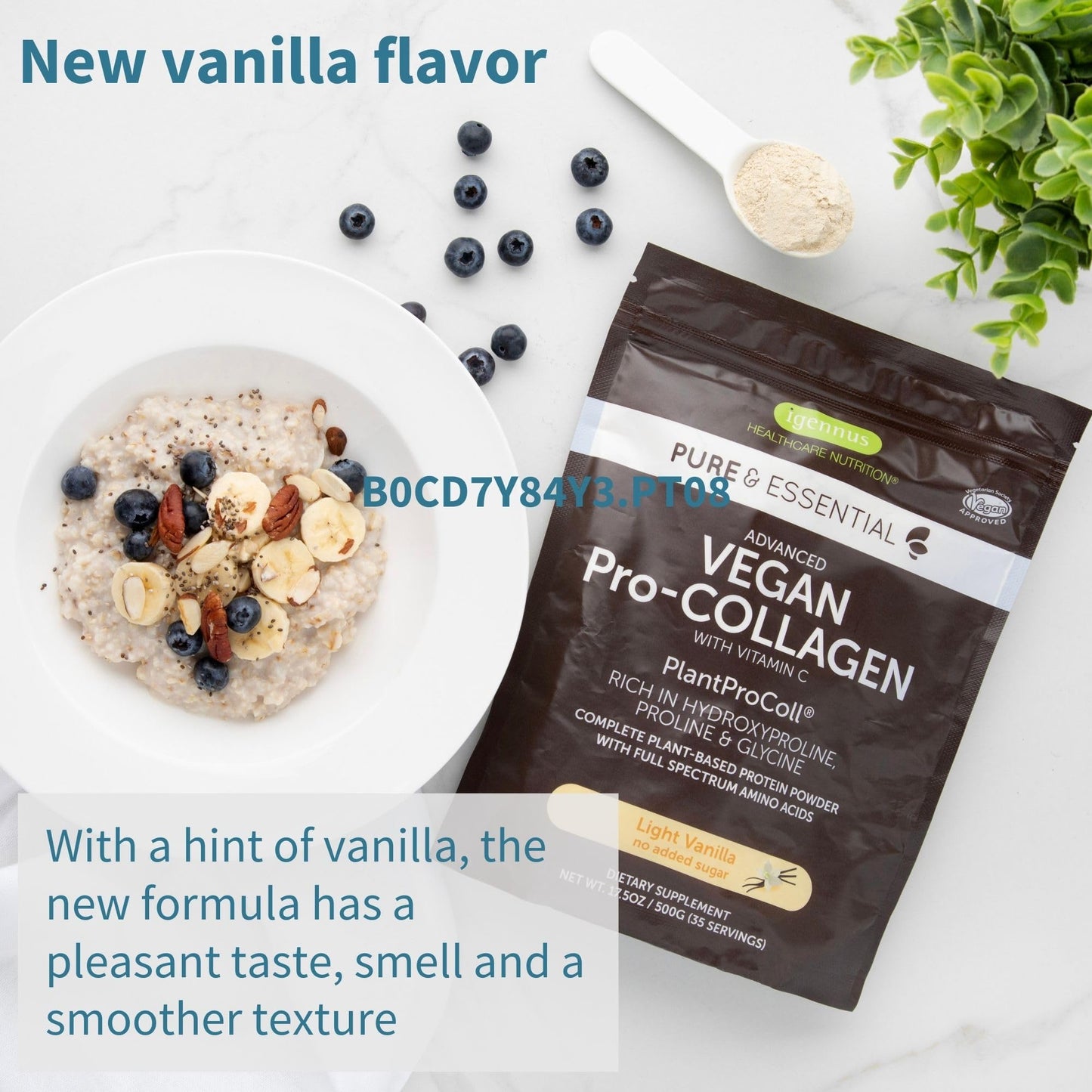 Igennus Healthcare Nutrition Advanced Vegan Vanilla Collagen Peptide Powder 70.5 Servings