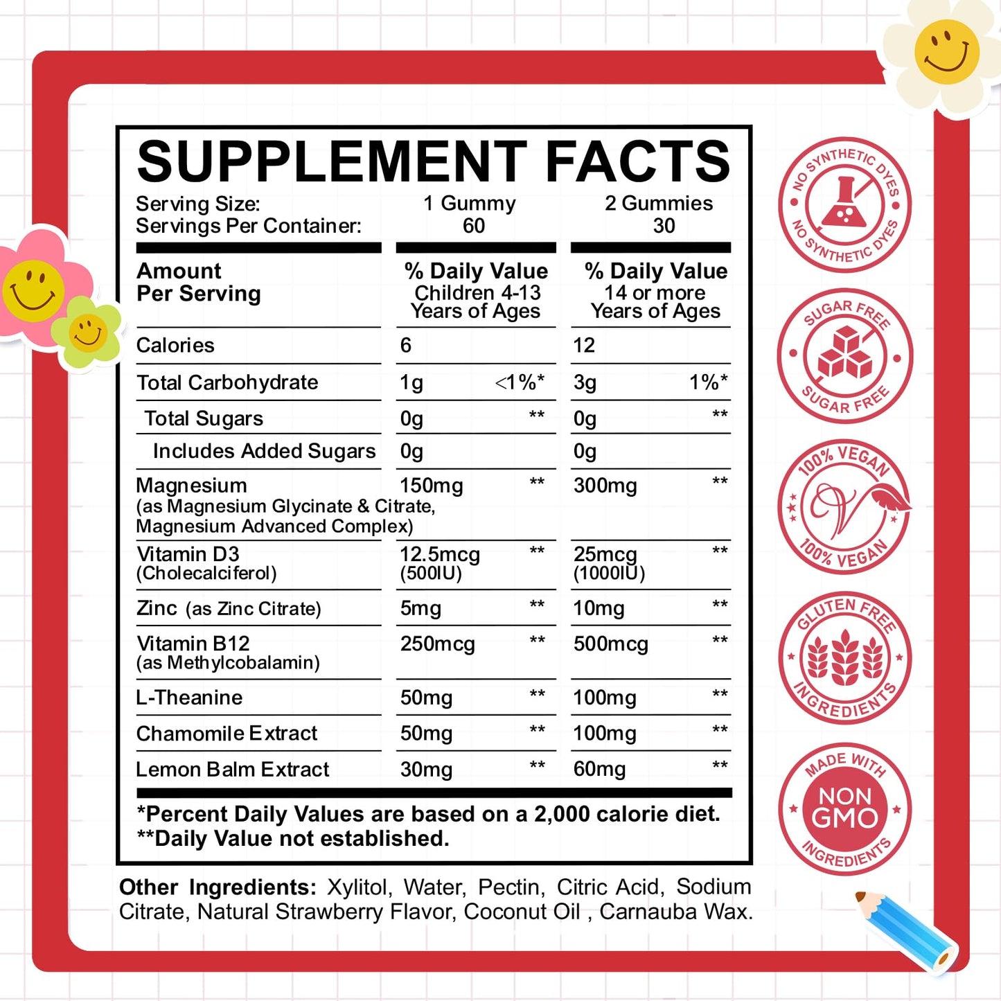 CFILIHTC Magnesium Glycinate Gummies for Kids and Adults, 60 Count