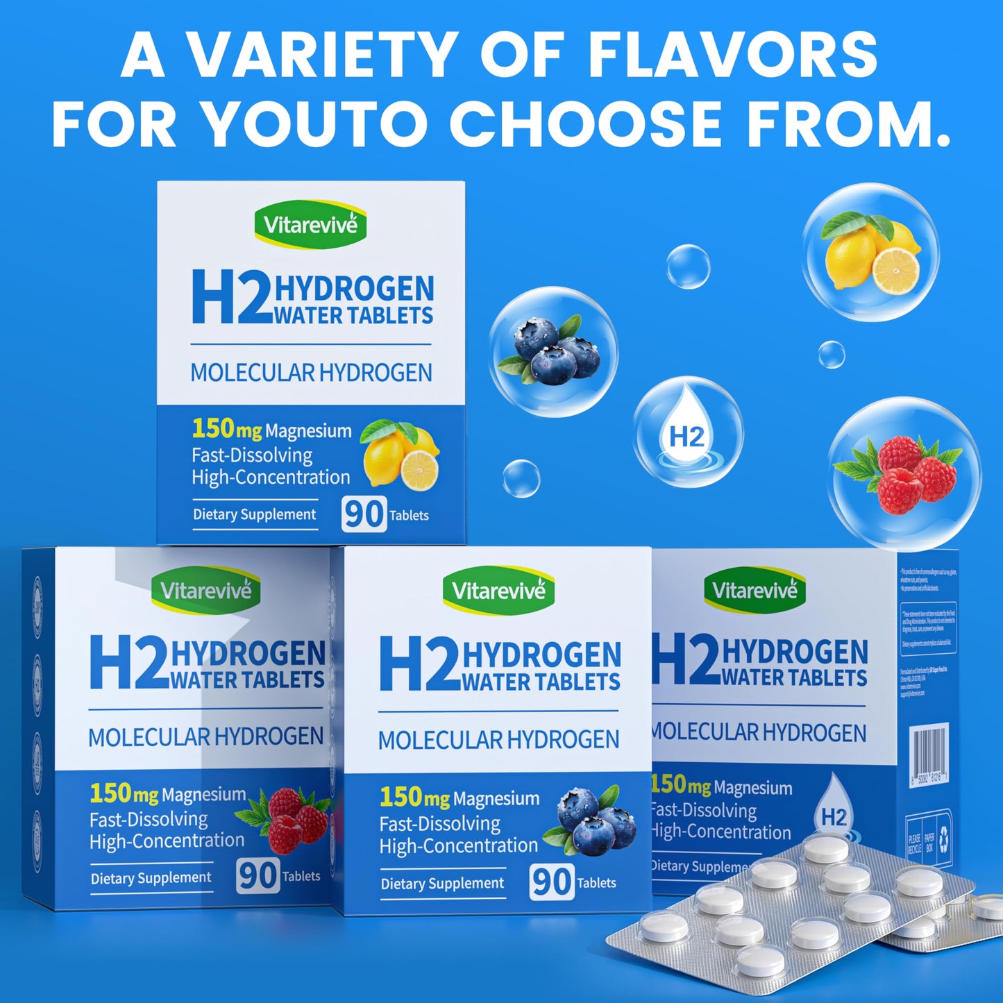 Vitarevive H2 Molecular Hydrogen Water Tablets, 180 Tablets