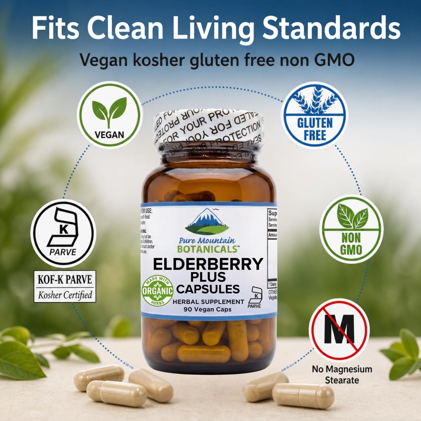 Pure Mountain Botanicals Elderberry Capsules, 90 Capsules