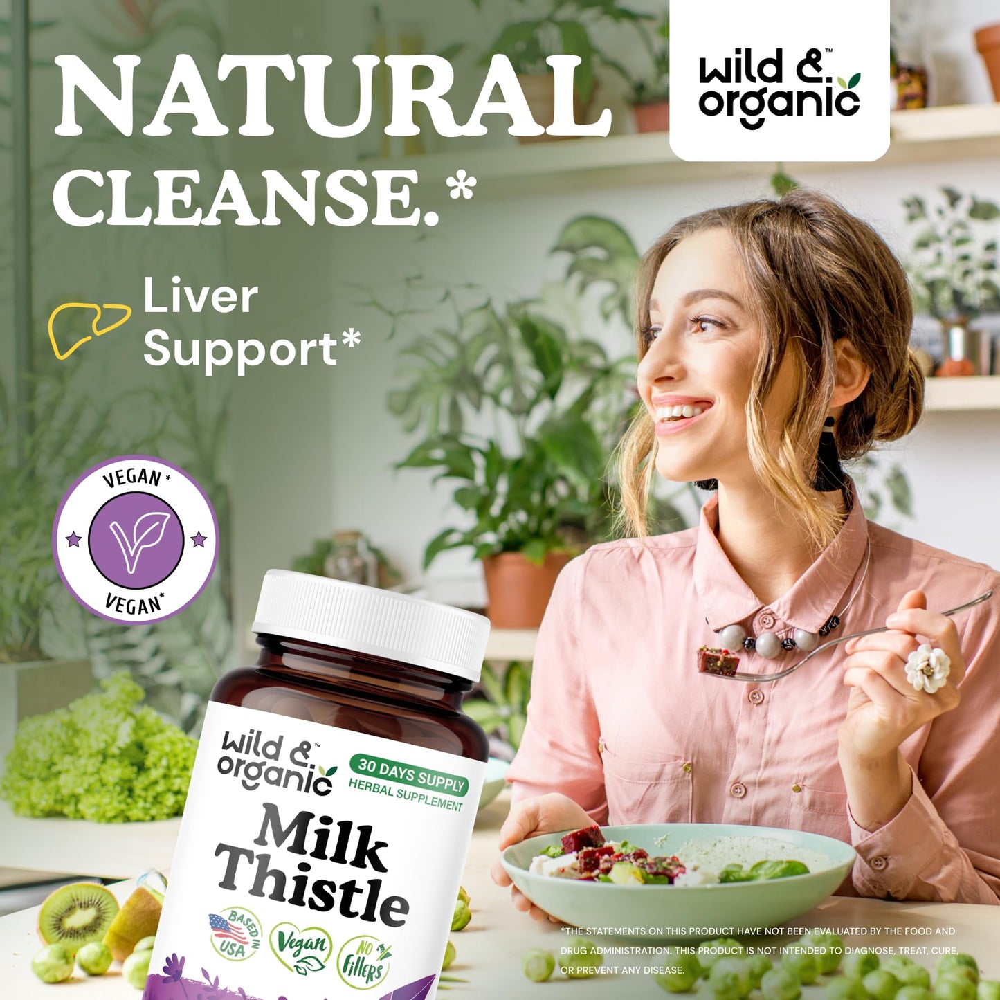 Wild & Organic Milk Thistle Capsules 1000mg, 60 Capsules