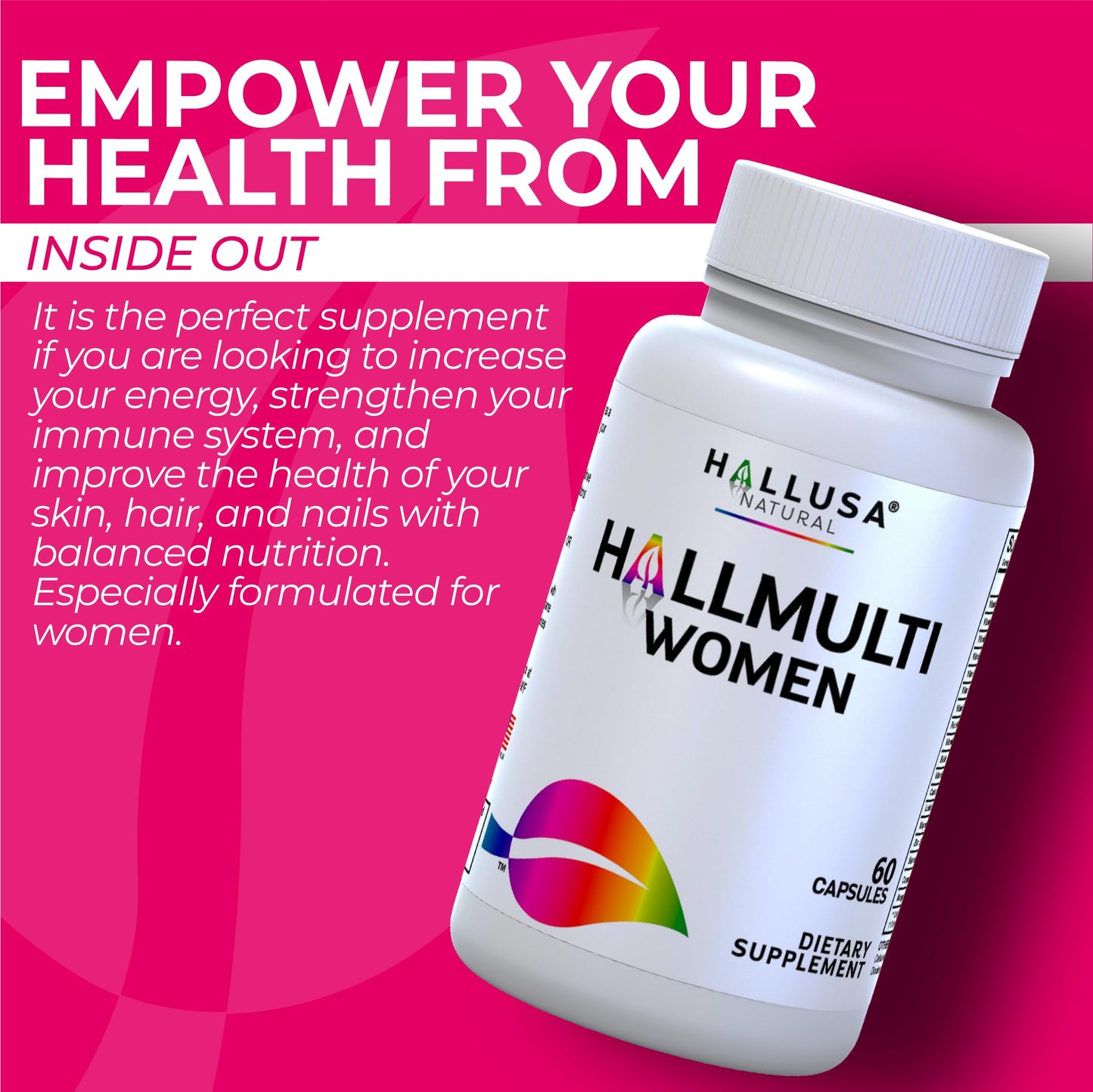Hallusa Natural HallMultiWomen Multivitamin for Women Capsules, 60 Count