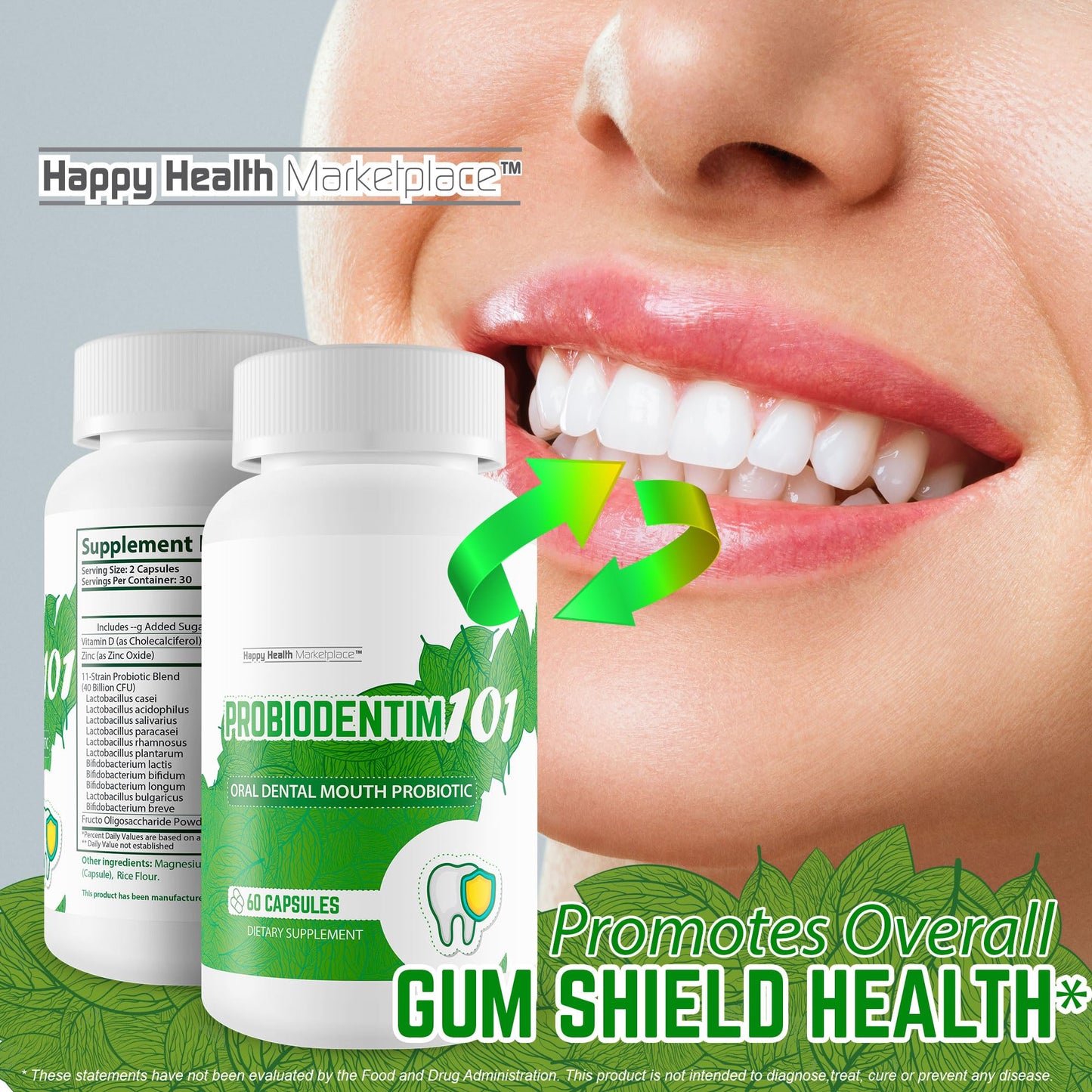 Happy Health Marketplace Probio Dentim 101 Oral Probiotics for Teeth and Gums 60 Capsules