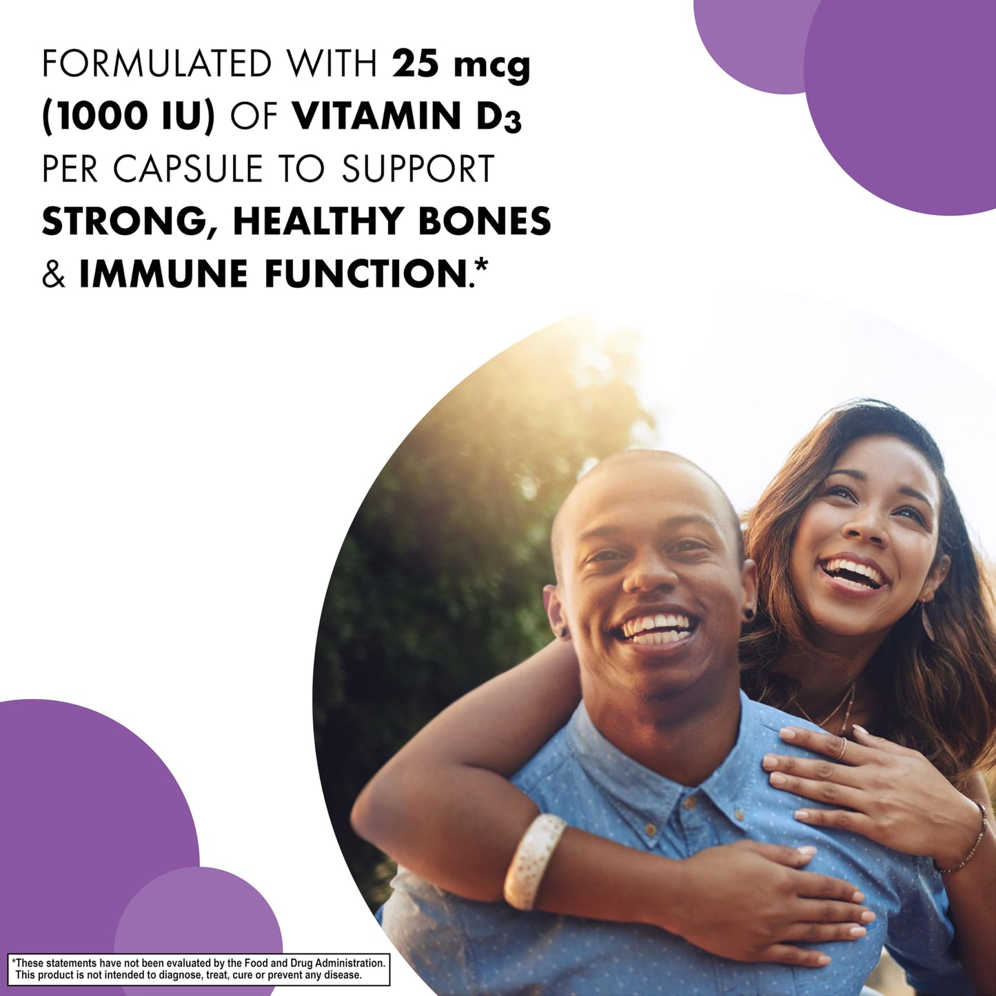 BlueBonnet Vitamin D3 1000 IU (25 mcg) Strong Bones & Immune Support Veggie Capsules, 180 Count
