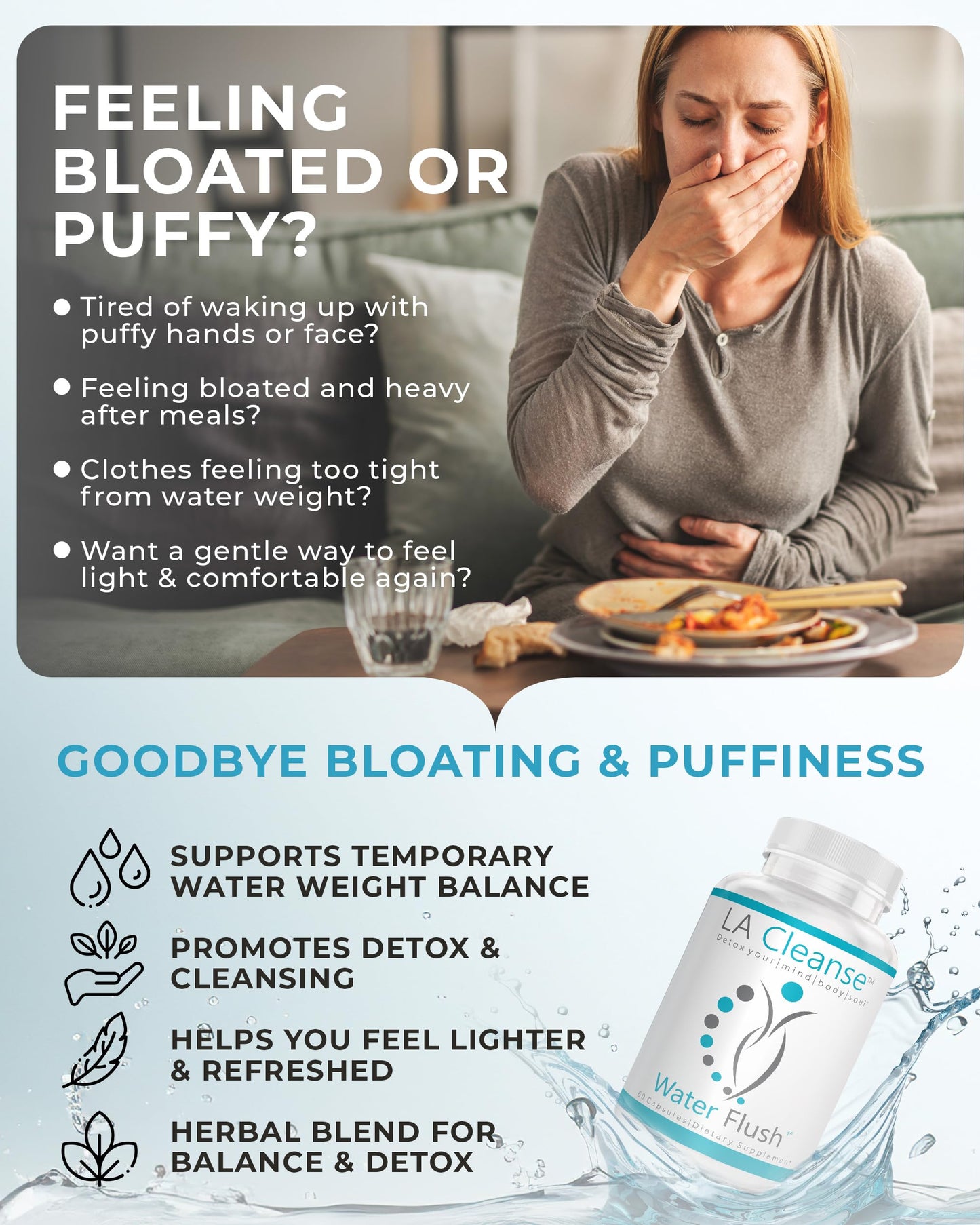 LA Cleanse Water Flush Capsules, 60 Count