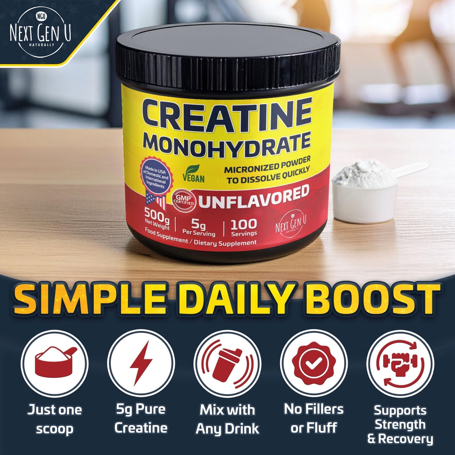 NGU Next Gen U Vegan Creatine Monohydrate Powder 17.637