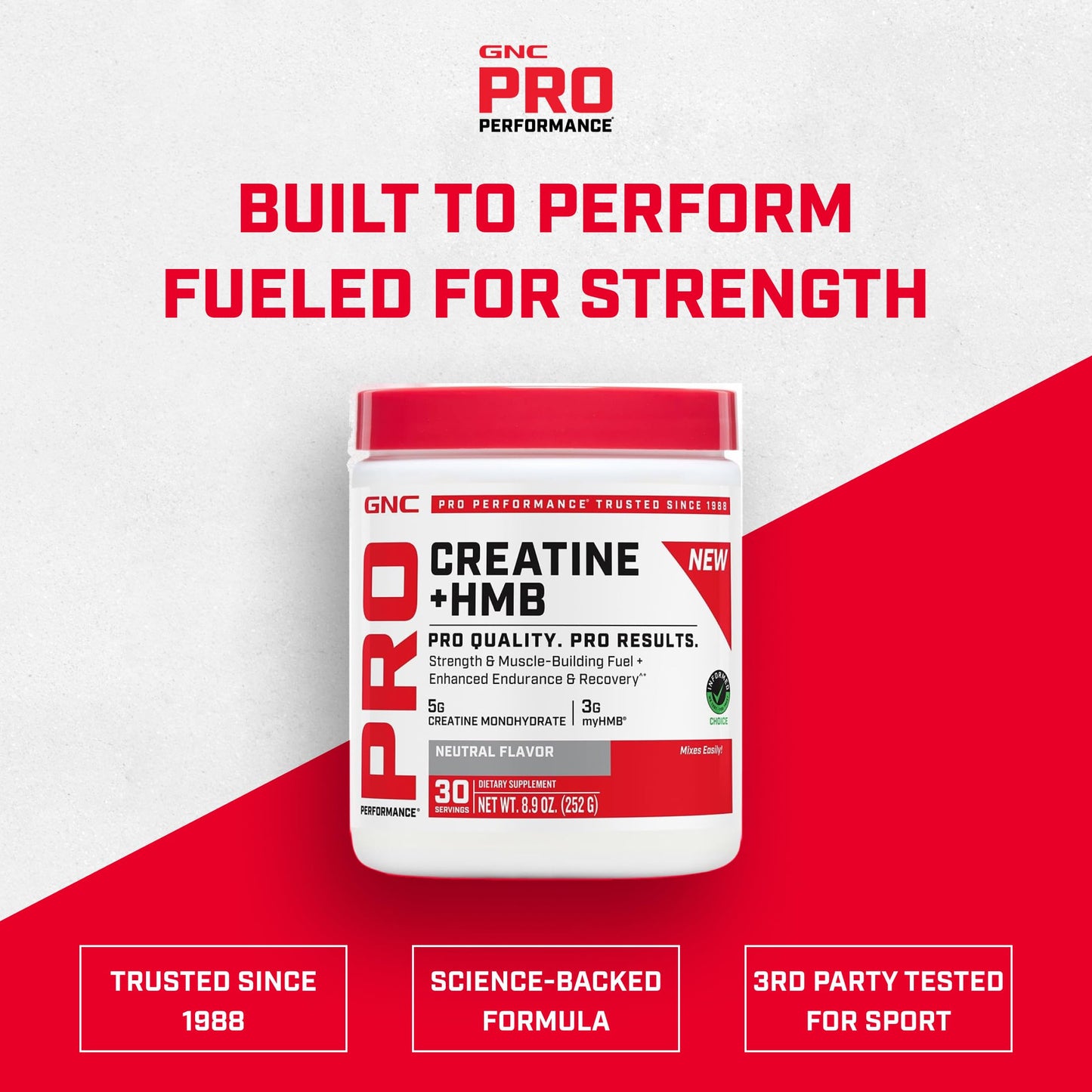 GNC Pro Performance Creatine Monohydrate + HMB Powder 8.9 Ounce