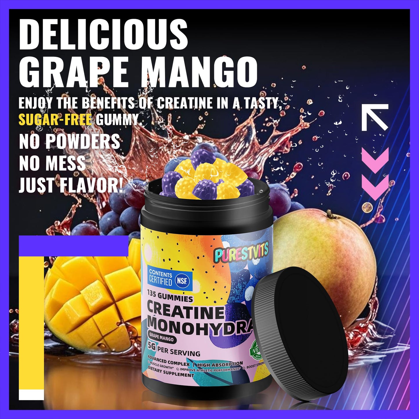 PURESTVITS Creatine Monohydrate Gummies 135 Count