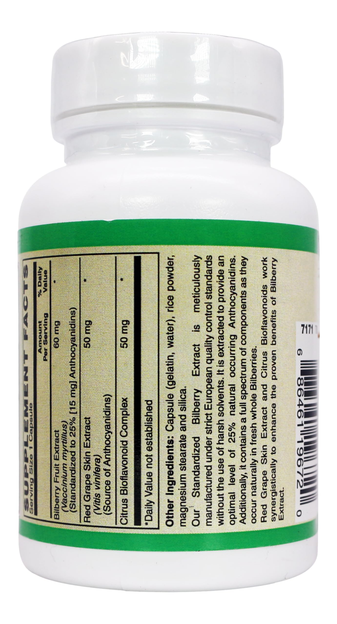AlchePharma Euromed Bilberry Extract with Grape Skin and Citrus Bioflavonoids Capsules, 60 Count