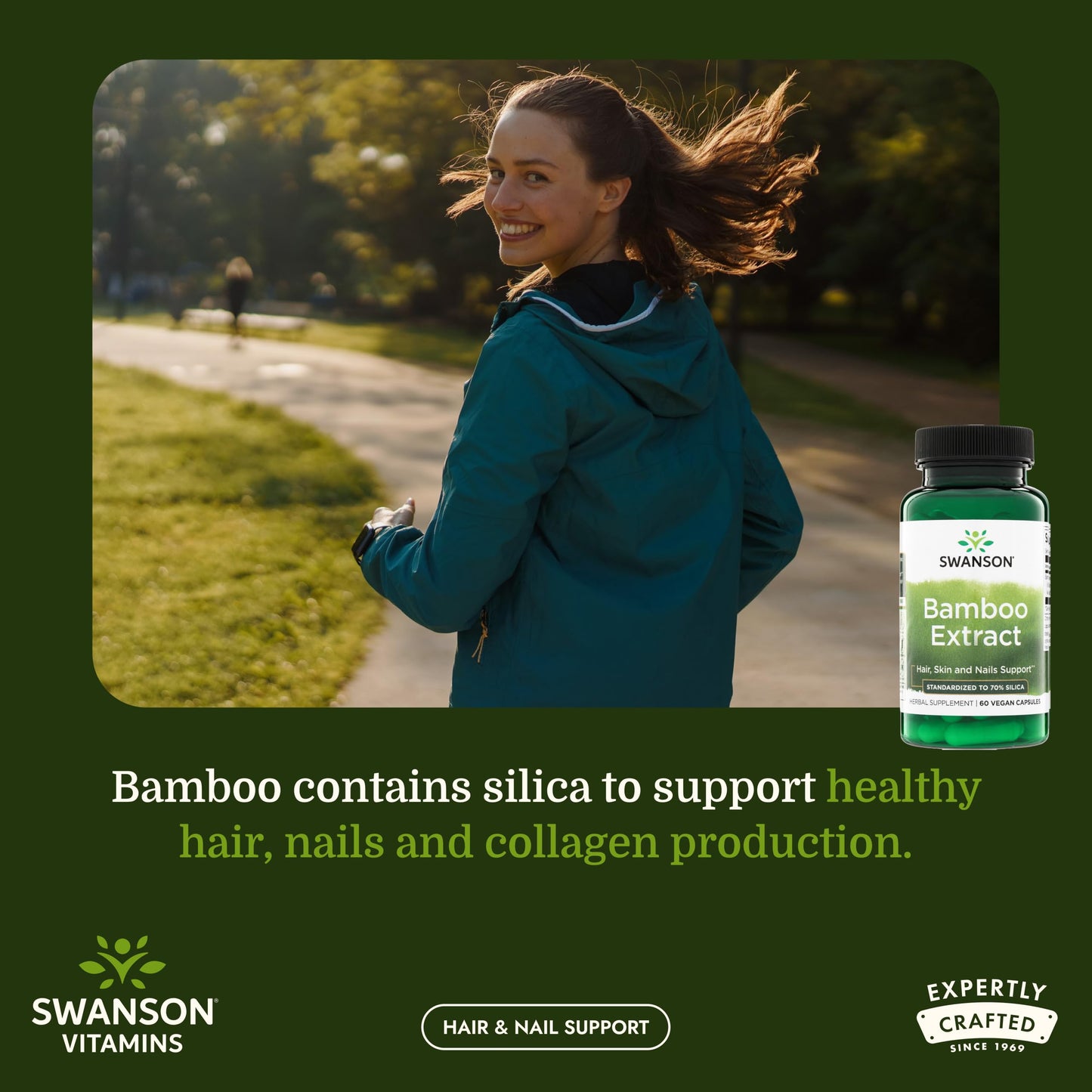 Swanson Bamboo Extract Silica Capsules, 60 Count