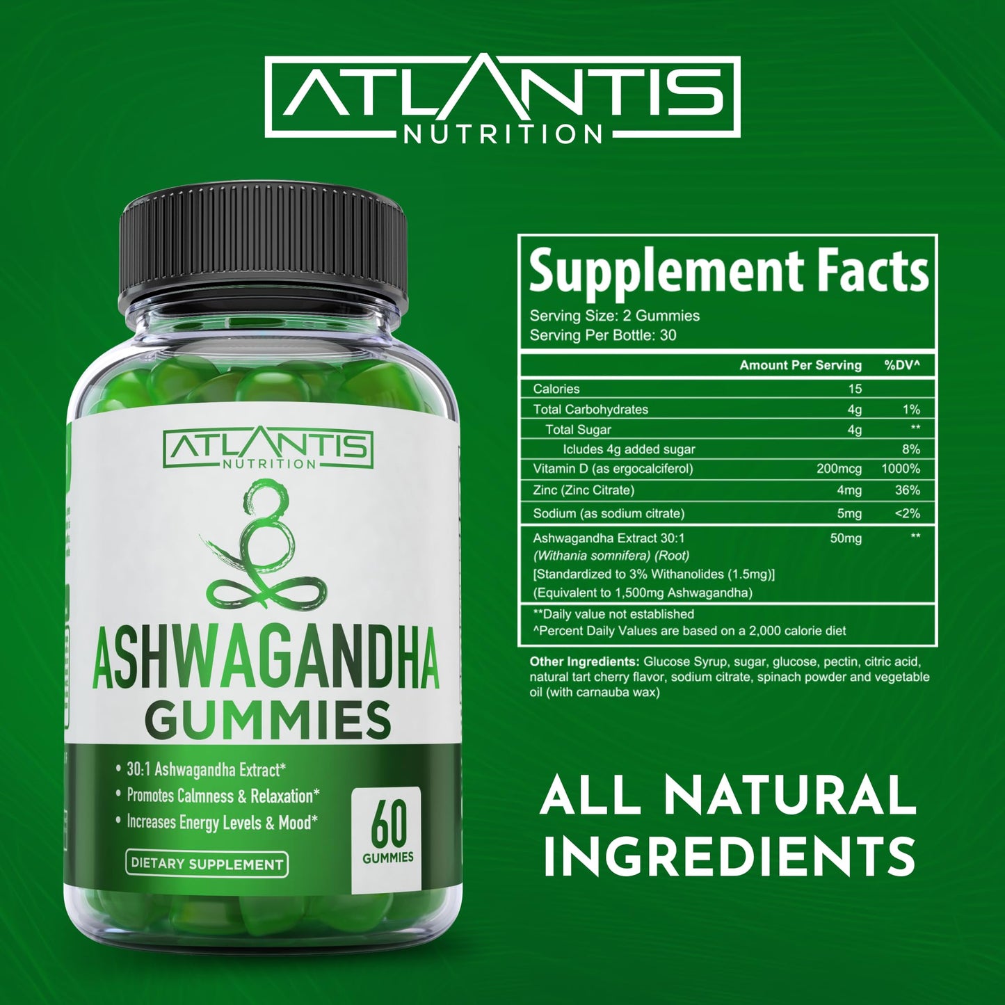 Atlantis Nutrition Ashwagandha Gummies 60 Count