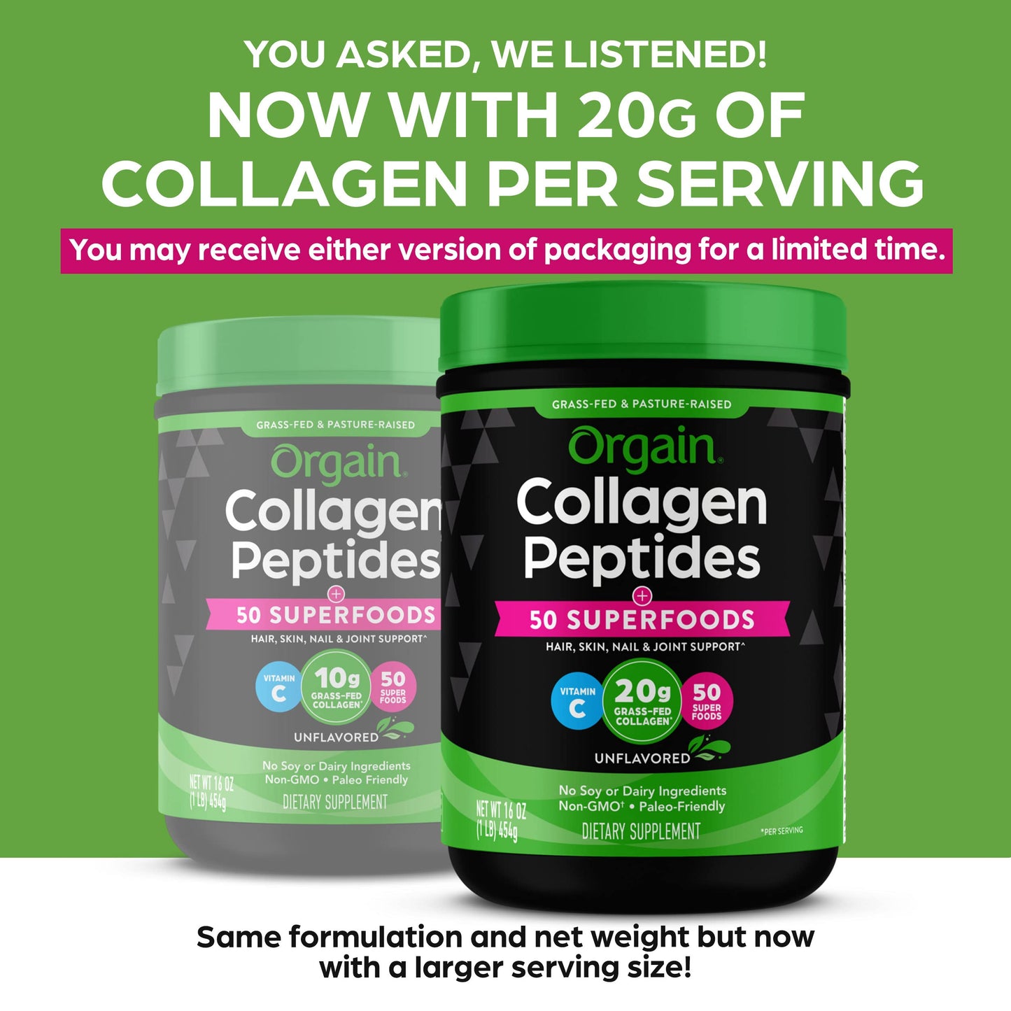 Orgain Hydrolyzed Collagen Powder, 100