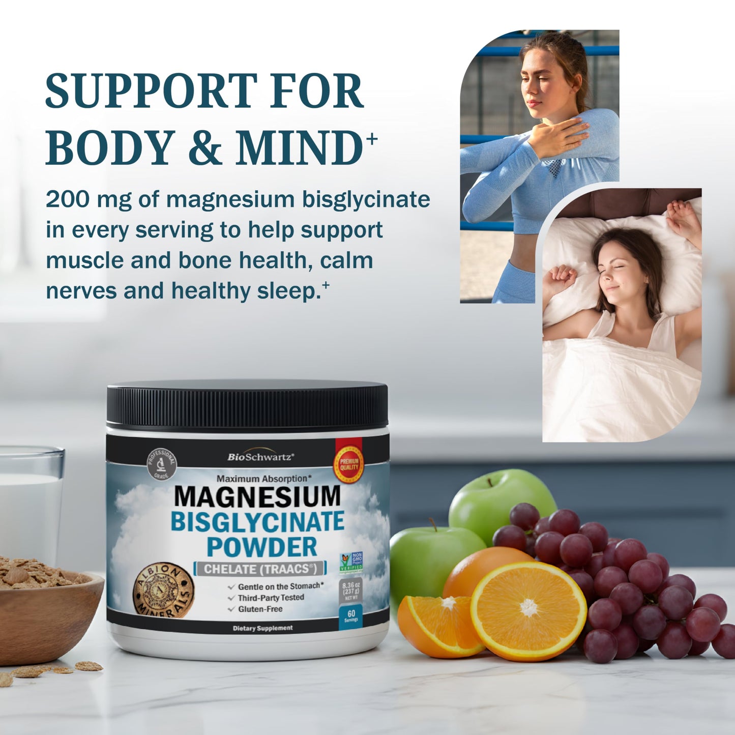 BioSchwartz Magnesium Bisglycinate Powder 8.36 Ounce
