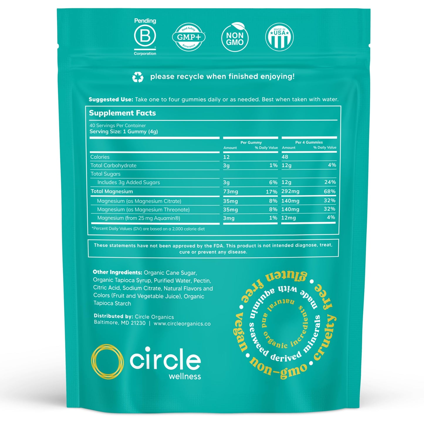 Circle Organics Daily Balance Magnesium Gummies 1 Count