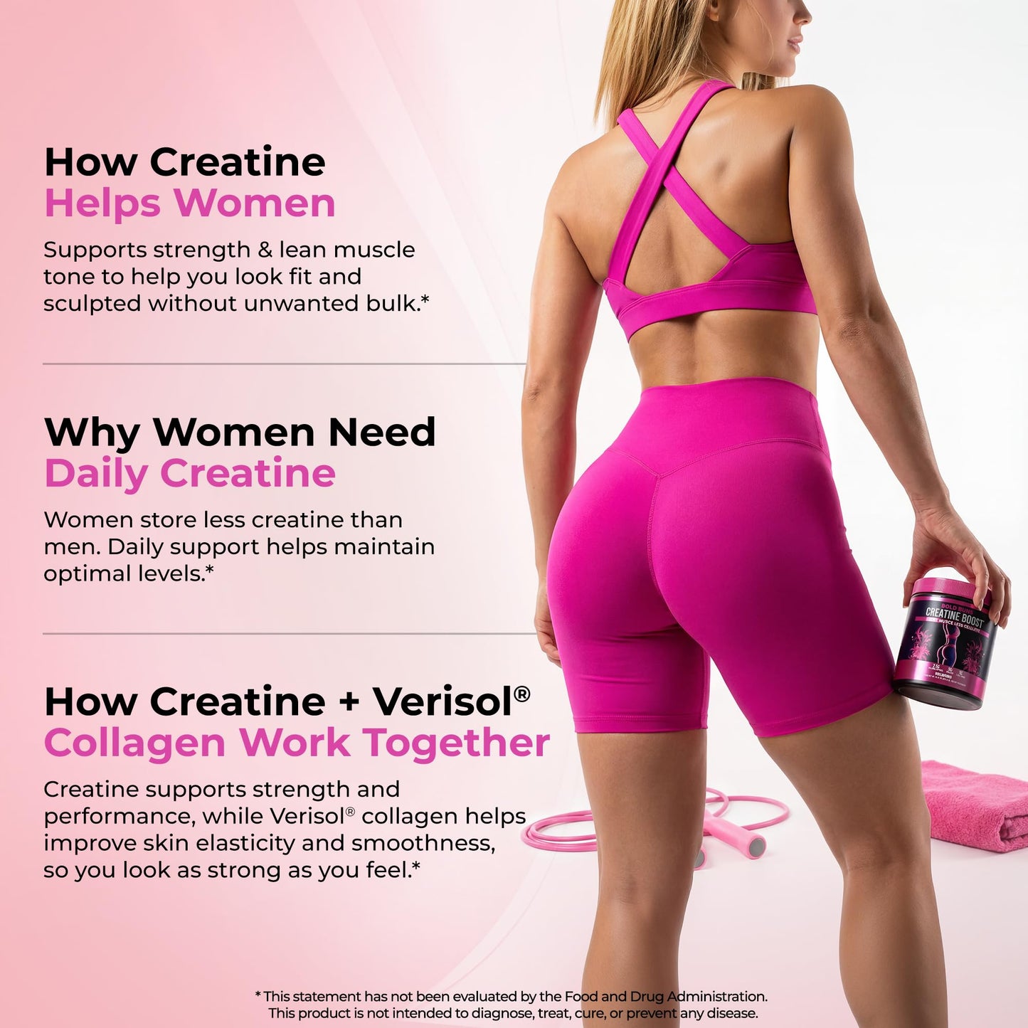 Bold Buns Creatine for Women – Supplement with Collagen & BCAA Powder, 12.7 Ounce