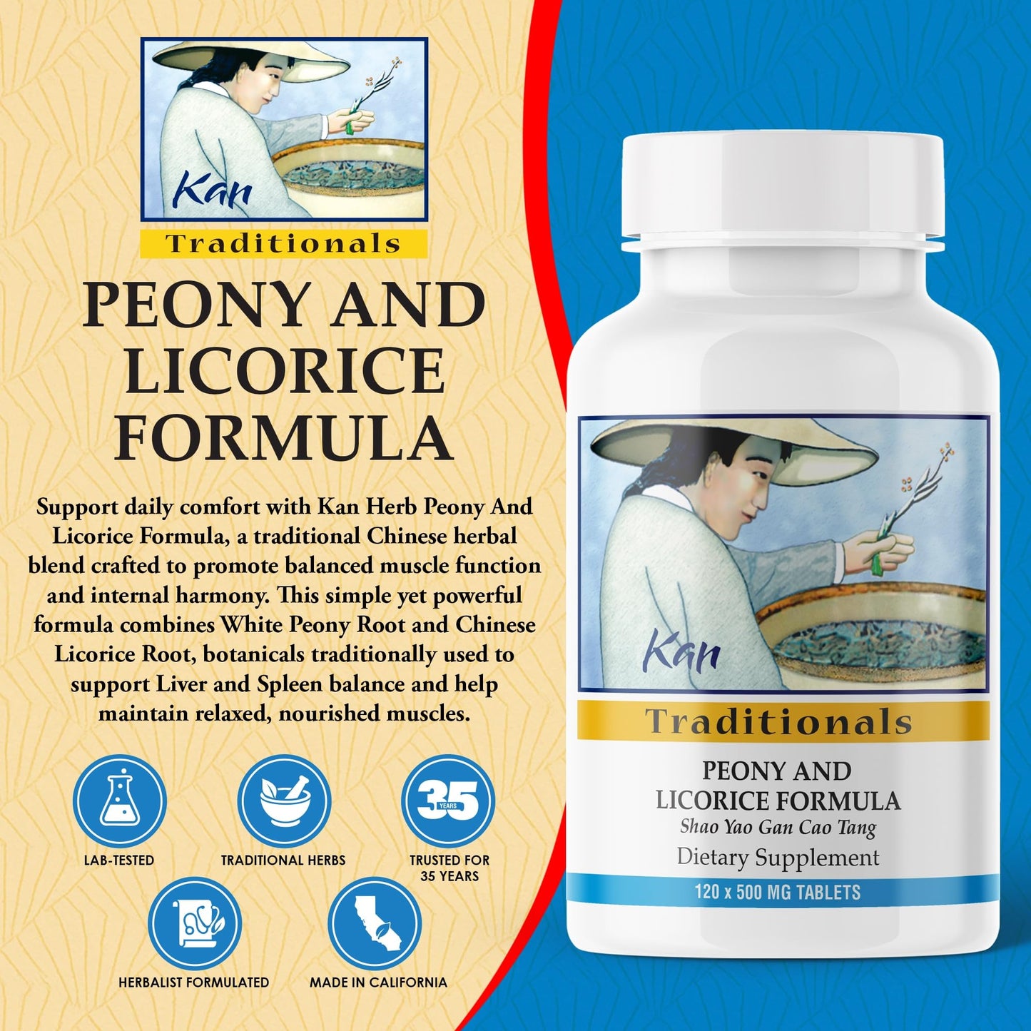 Kan Herbs Peony & Licorice Formula Tablets, 120 Tablets