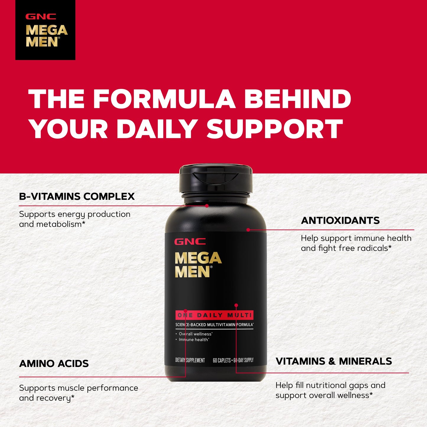 GNC Mega Men One Daily Multi Caplets, 60 Count