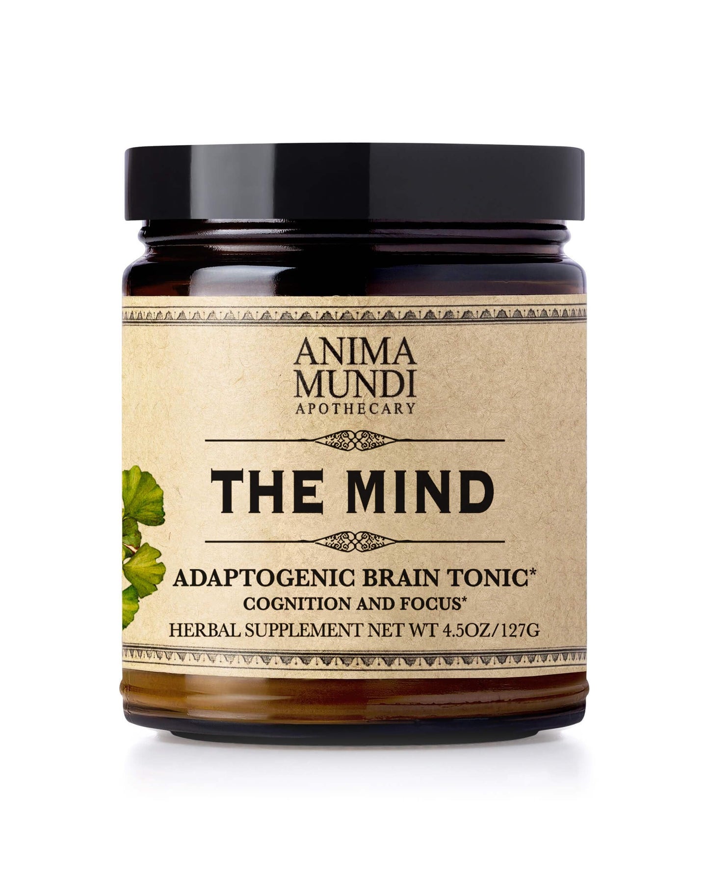 Anima Mundi Apothecary The Mind Energizing Brain Tonic Lion's Mane Mushroom Supplement Organic Adaptogenic Powder with Ginkgo & Mucuna 4.5 oz