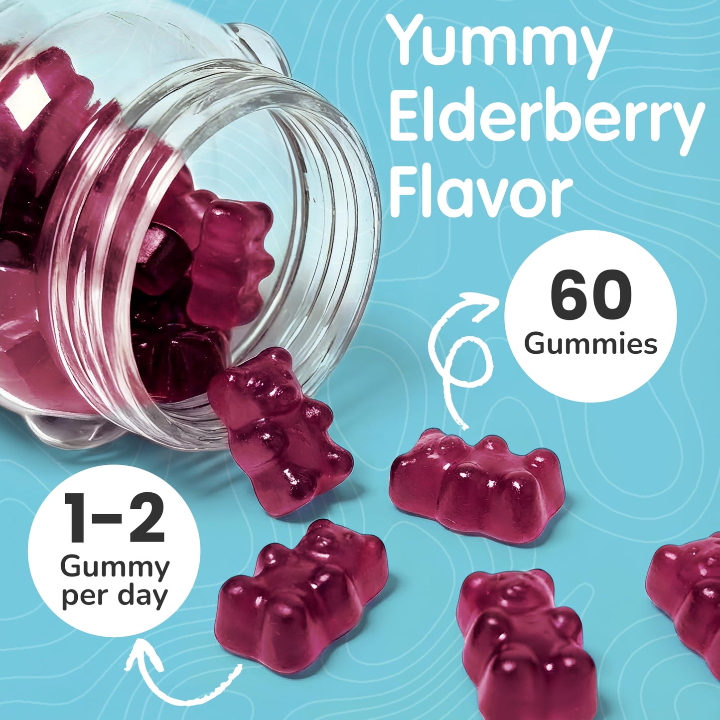 Terramed Just Think Comfort Elderberry Gummies for Kids with Vitamin C & Zinc, 60 Gummies