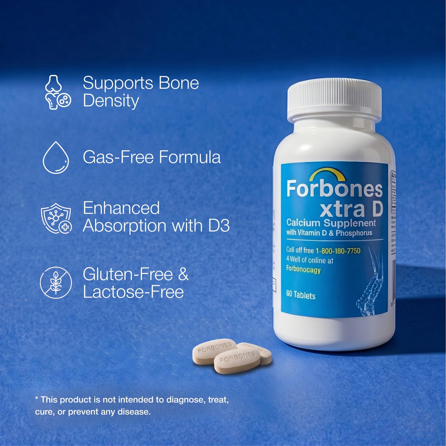 Forvia Forbones Advanced Bone Support for Osteoporosis, Osteopenia & Bone Loss High-Absorption Calcium + D3 Formula 90 Tablets