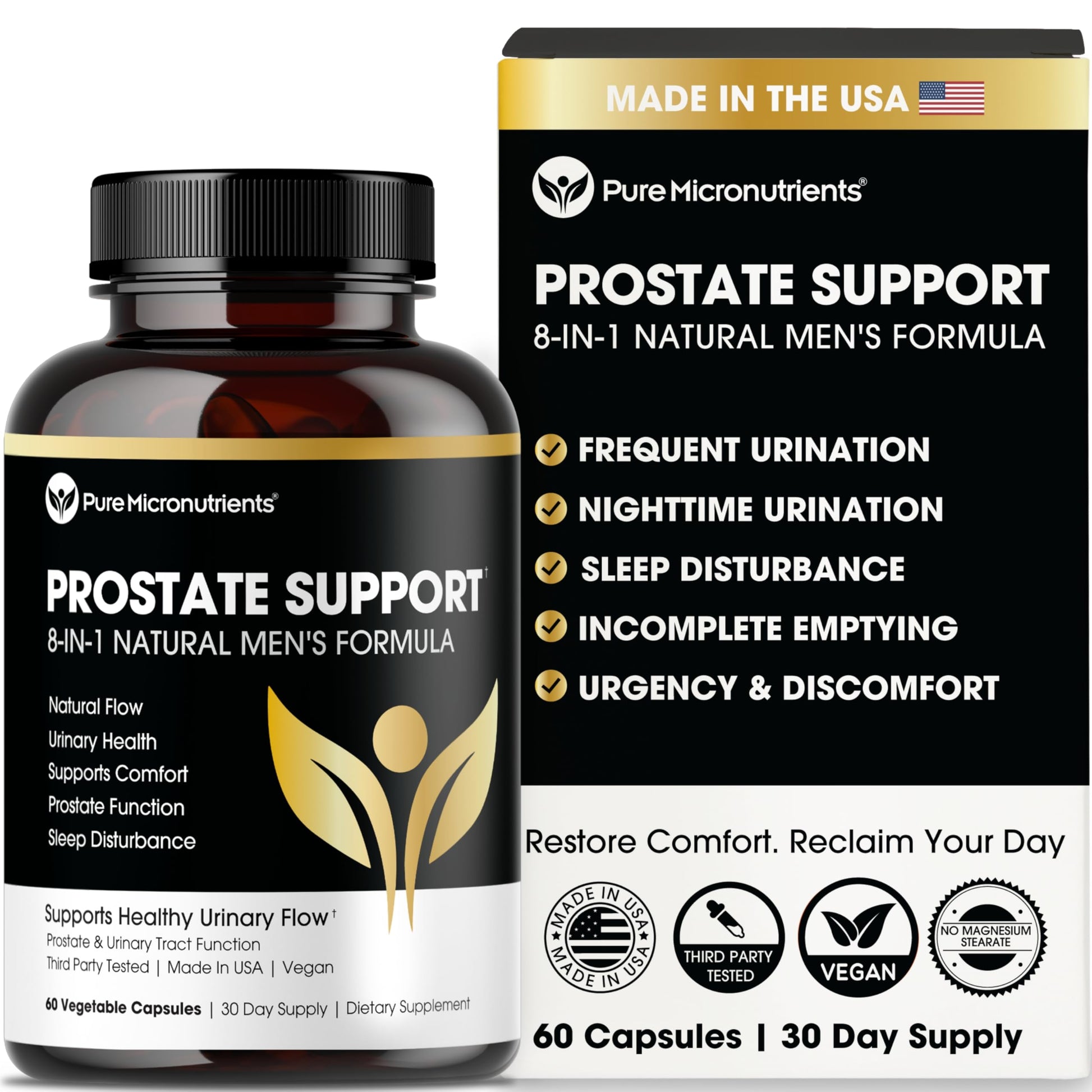 Pure Micronutrients Advanced Prostate Health Supplement - Saw Palmetto, Beta-Sitosterol, Stinging Nettle Root, & Lycopene - Bladder Control & Urinary Support Supplements for Men Capsules 60 Count