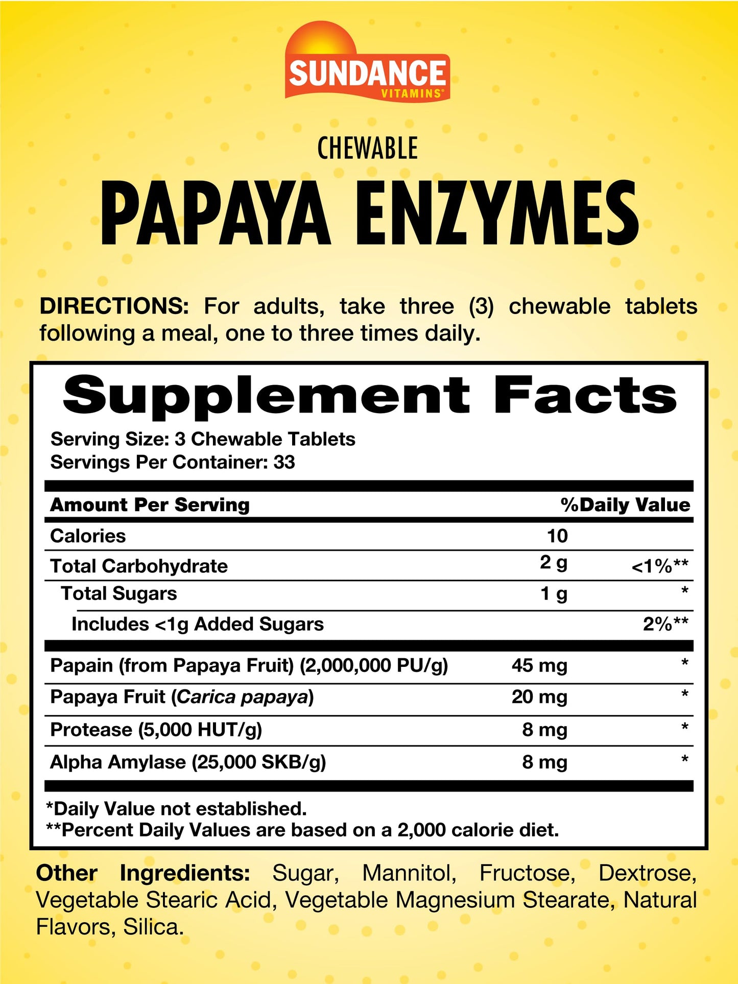 Sundance Papaya Enzymes Chewable Tablets 100