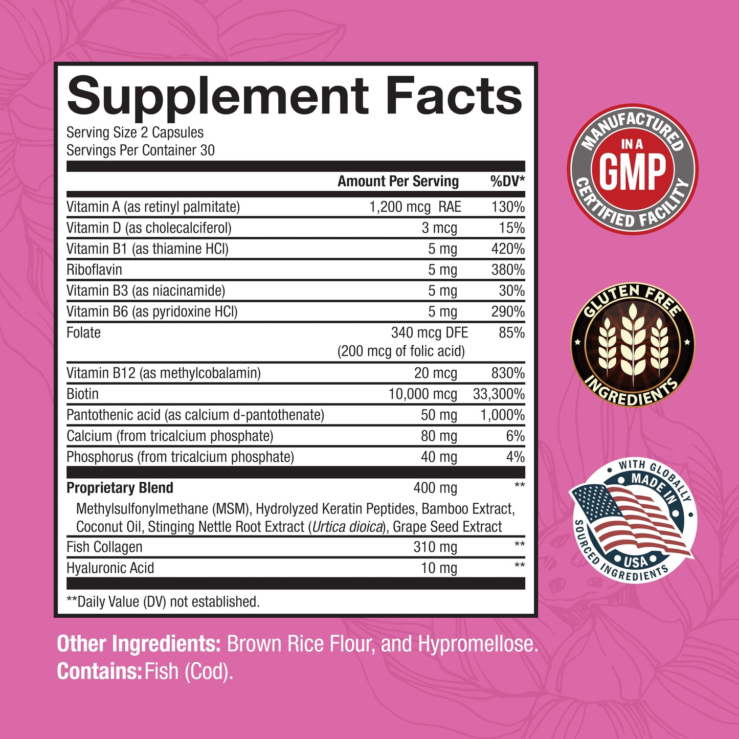 BioSchwartz Biotin Collagen Keratin Supplement Capsules, 60 Count