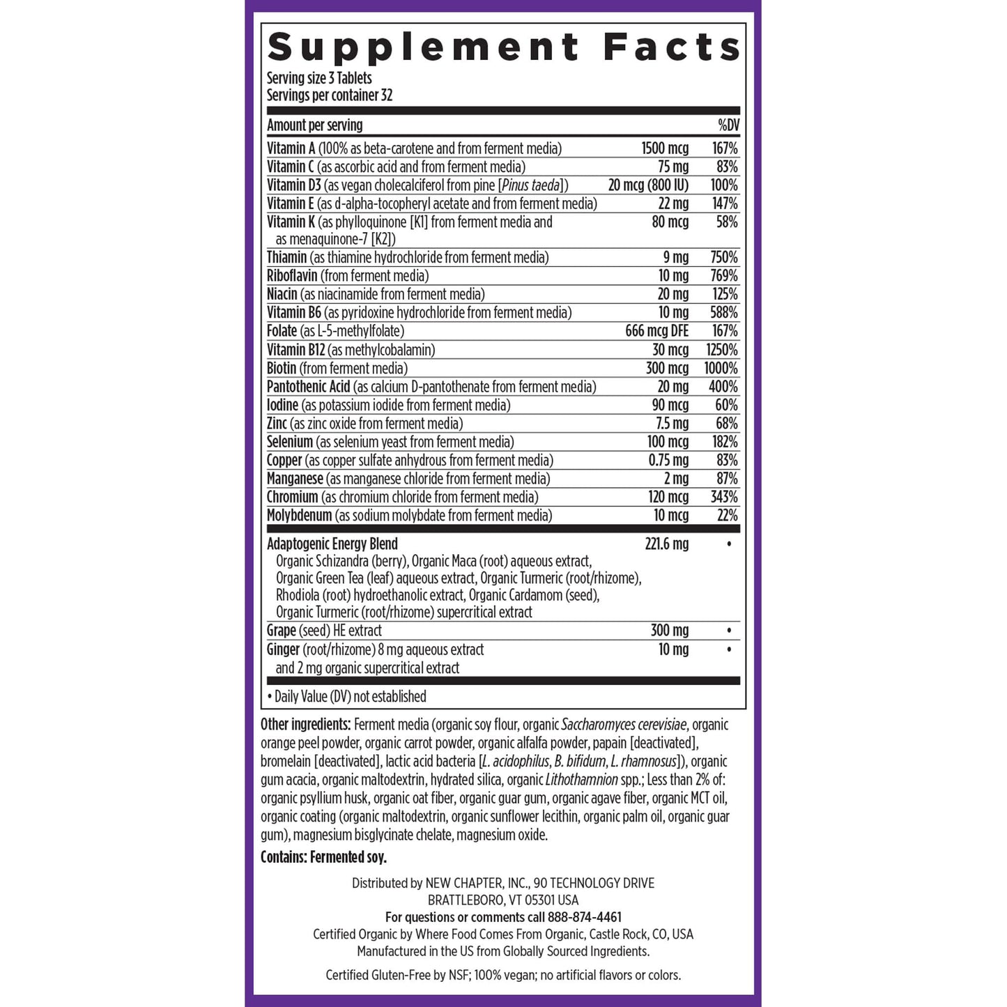 New Chapter Perfect Energy Multivitamin Tablet, 96 Count