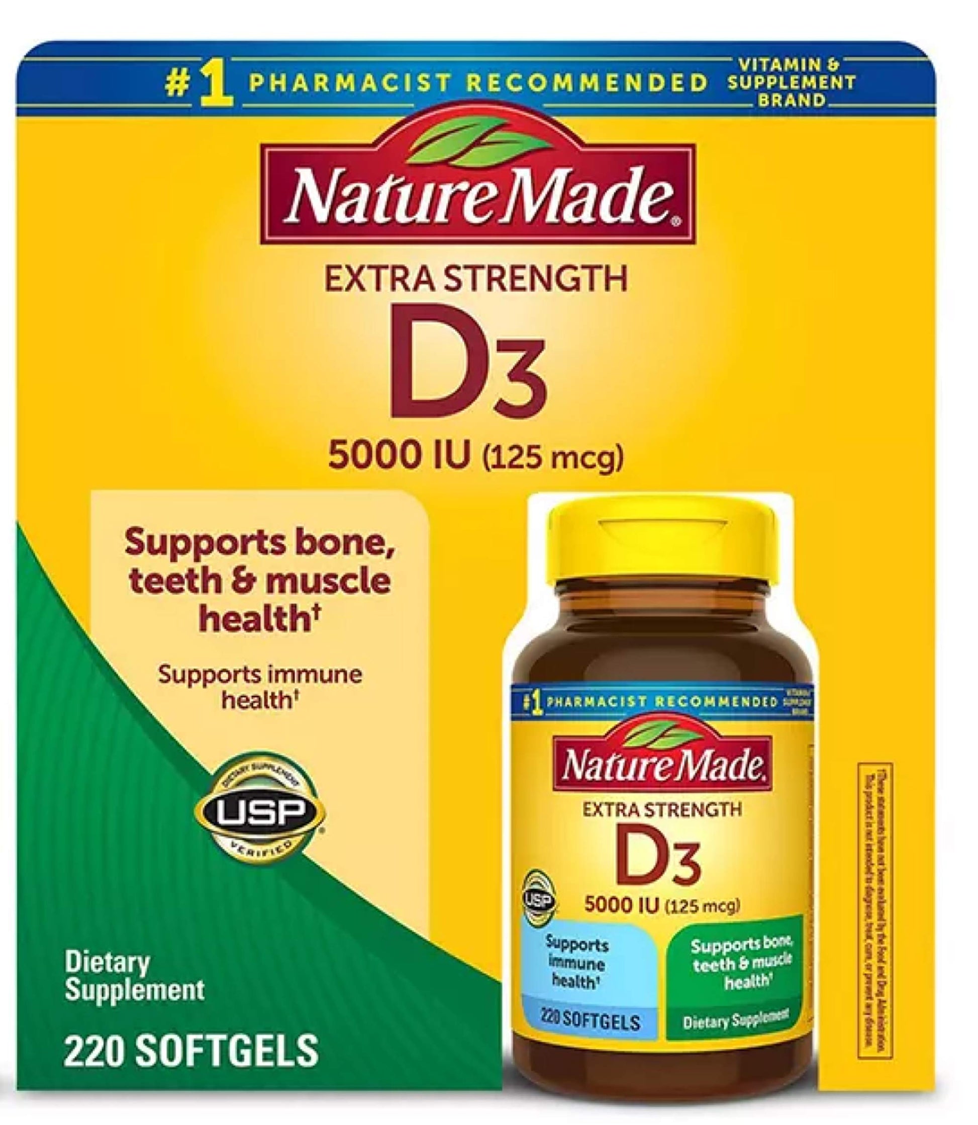 Nature Made Vitamin D-3 5000IU Softgels 220 Count