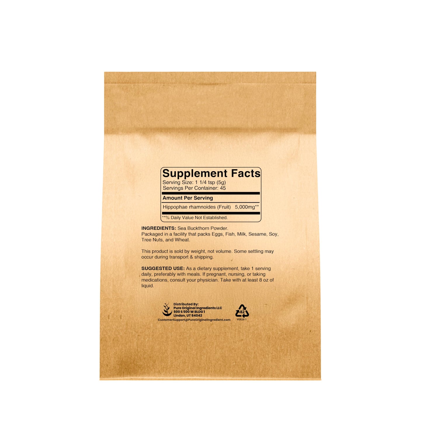 Pure Original Ingredients Sea Buckthorn Powder 8 Ounce