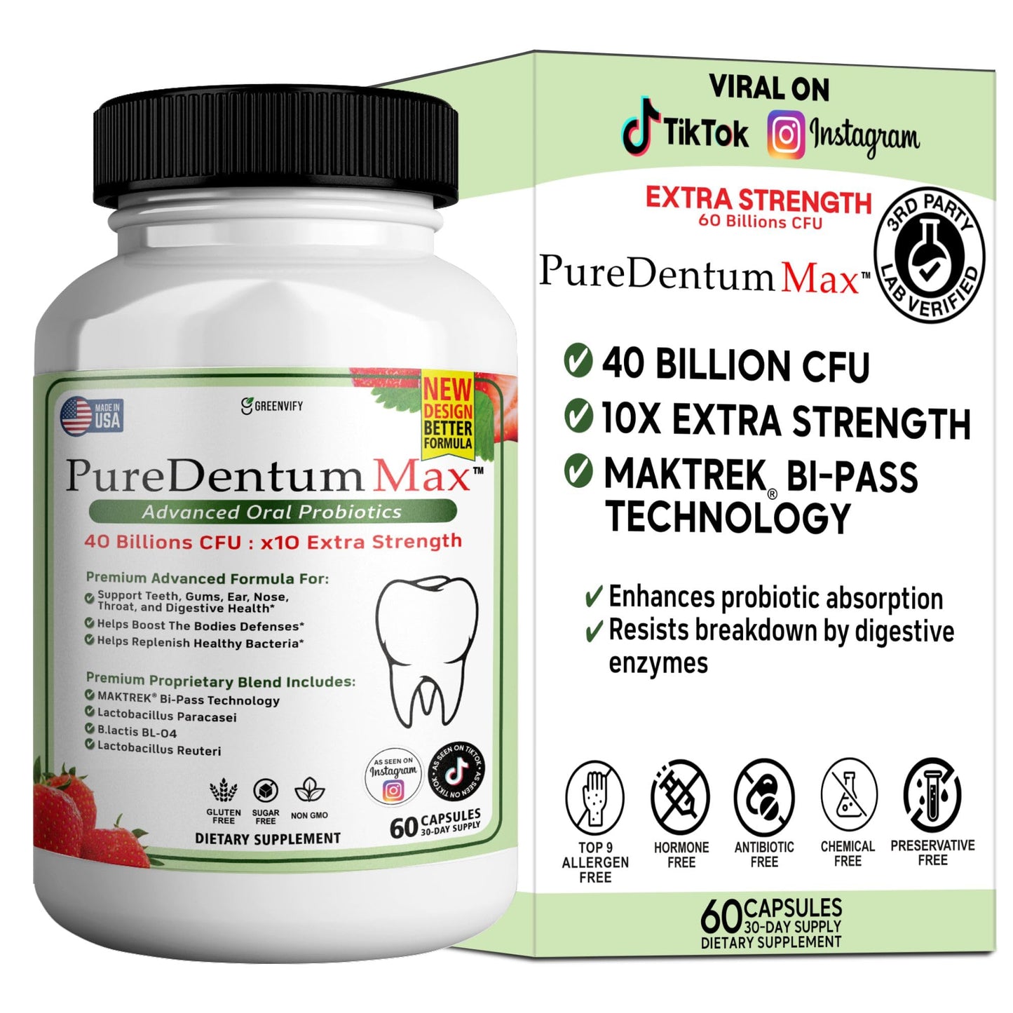ProDentim Max Puredentum Max for Gums and Teeth Health & Fresh Breath Capsule 60 Count