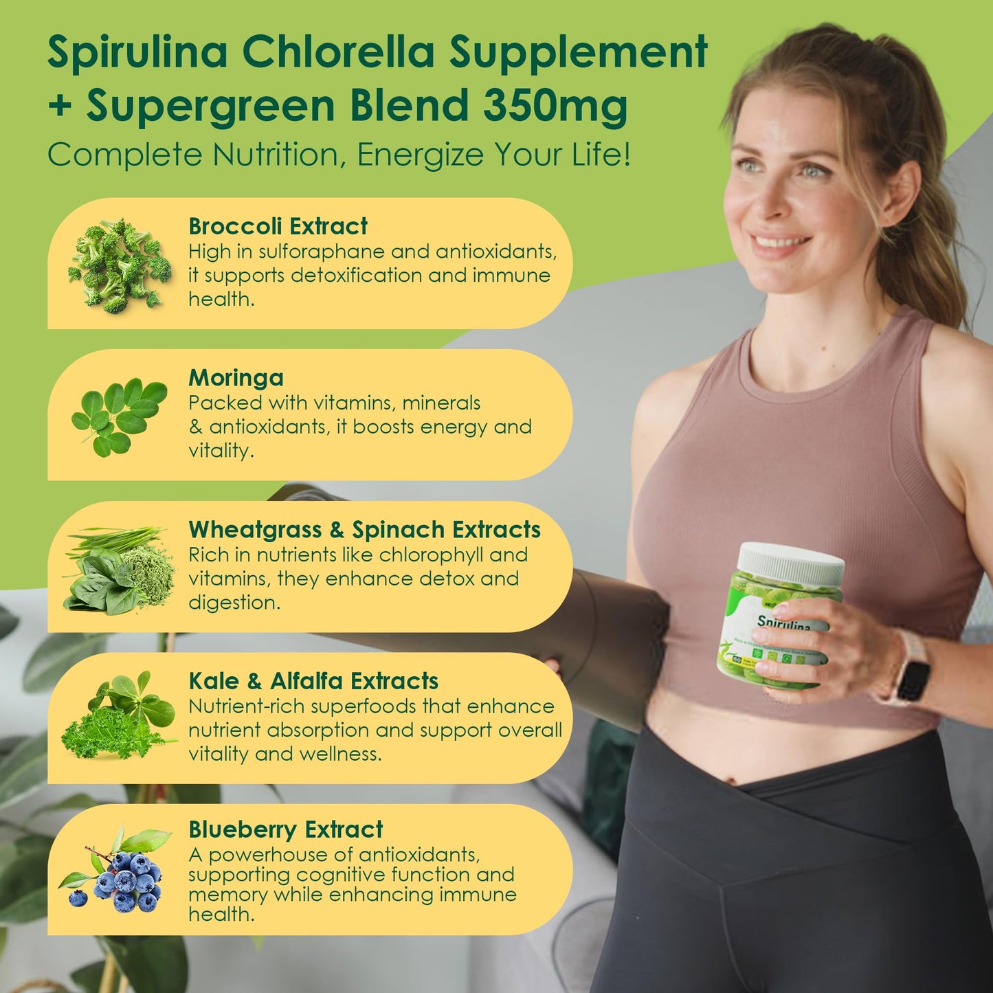 Nextdia Organic Spirulina Chlorella Gummies + Super Greens, 120 Gummies