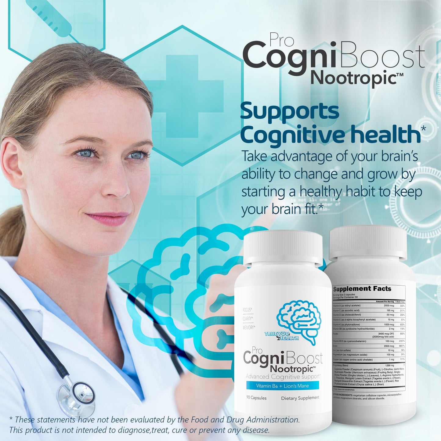 Generic Pro Cogni Boost Brain Supplement Capsule, 90 Capsules
