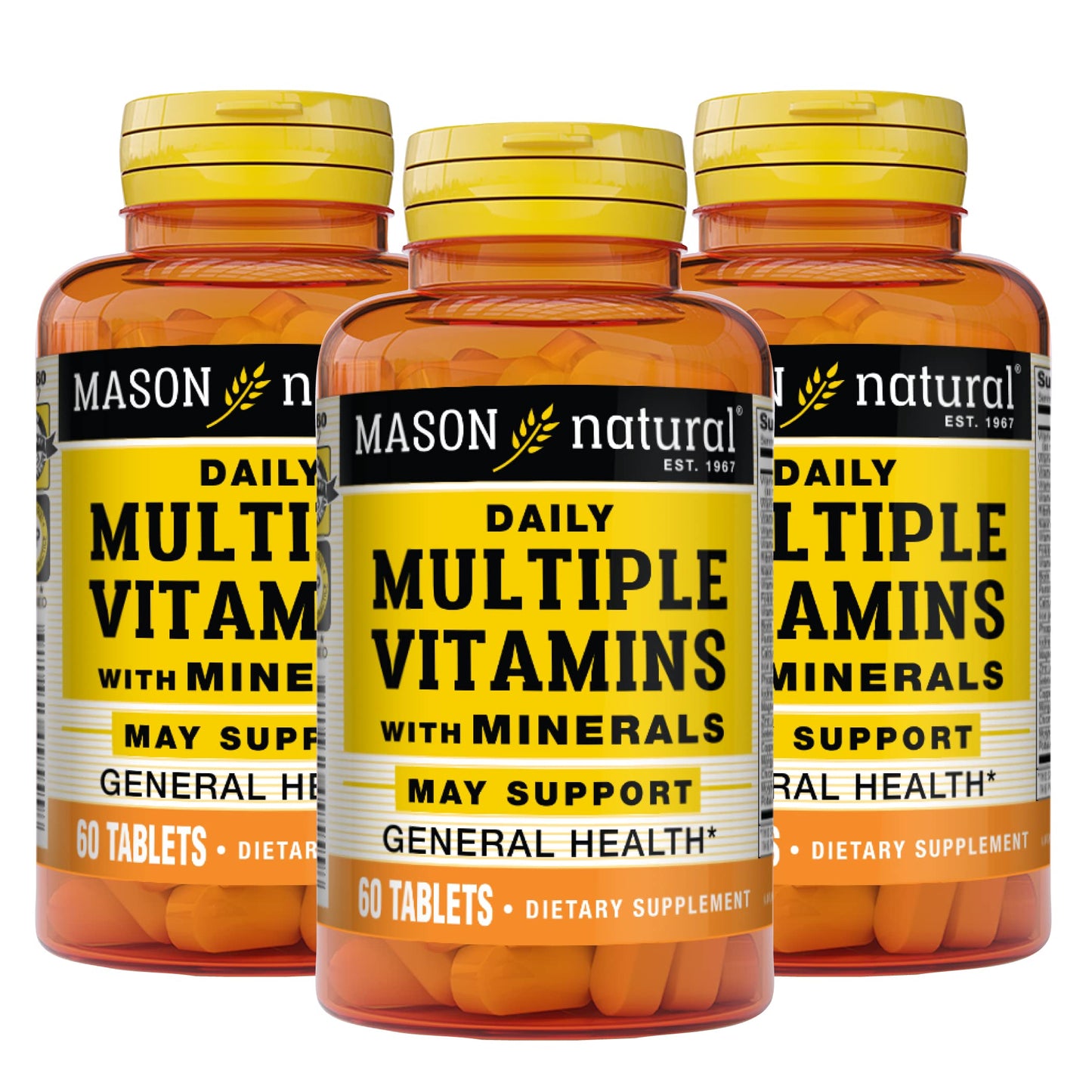 MASON NATURAL Daily Multiple Vitamins with Minerals - 24 Essential Vitamins and Minerals, All in One Multivitamin, Supports Overall Health, 180 Tablets