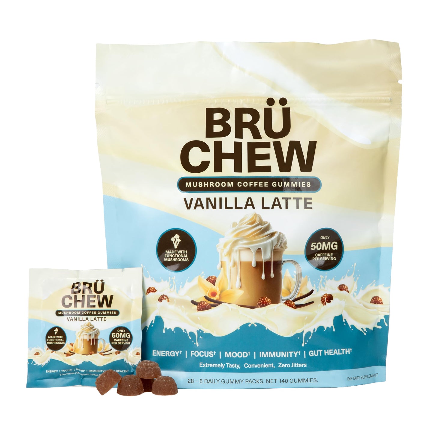 BruChew Mushroom Coffee Chewables Gummy 28 Count